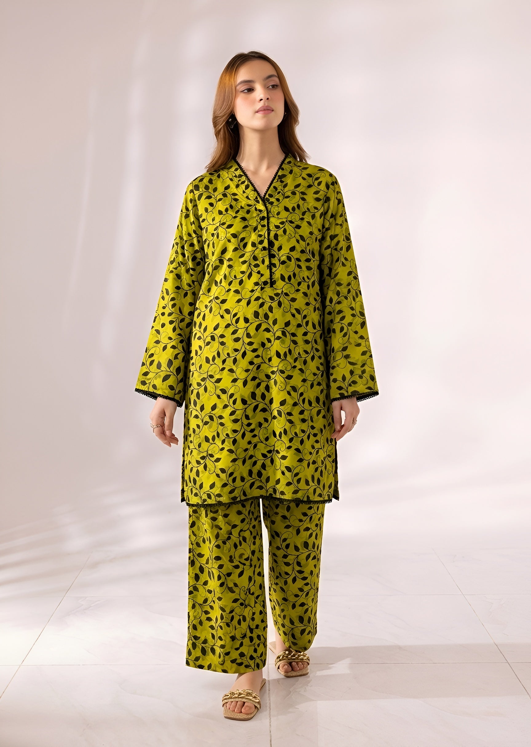 cambric Co Ord Sets in Lime green