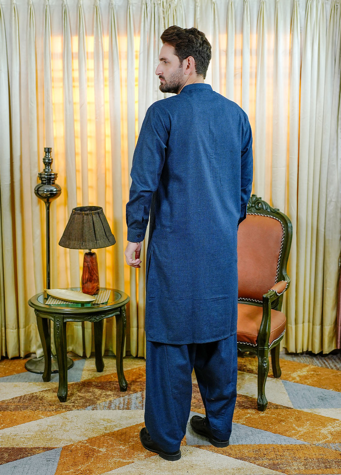 acrylic wool Shalwar Kameez in Navy blue