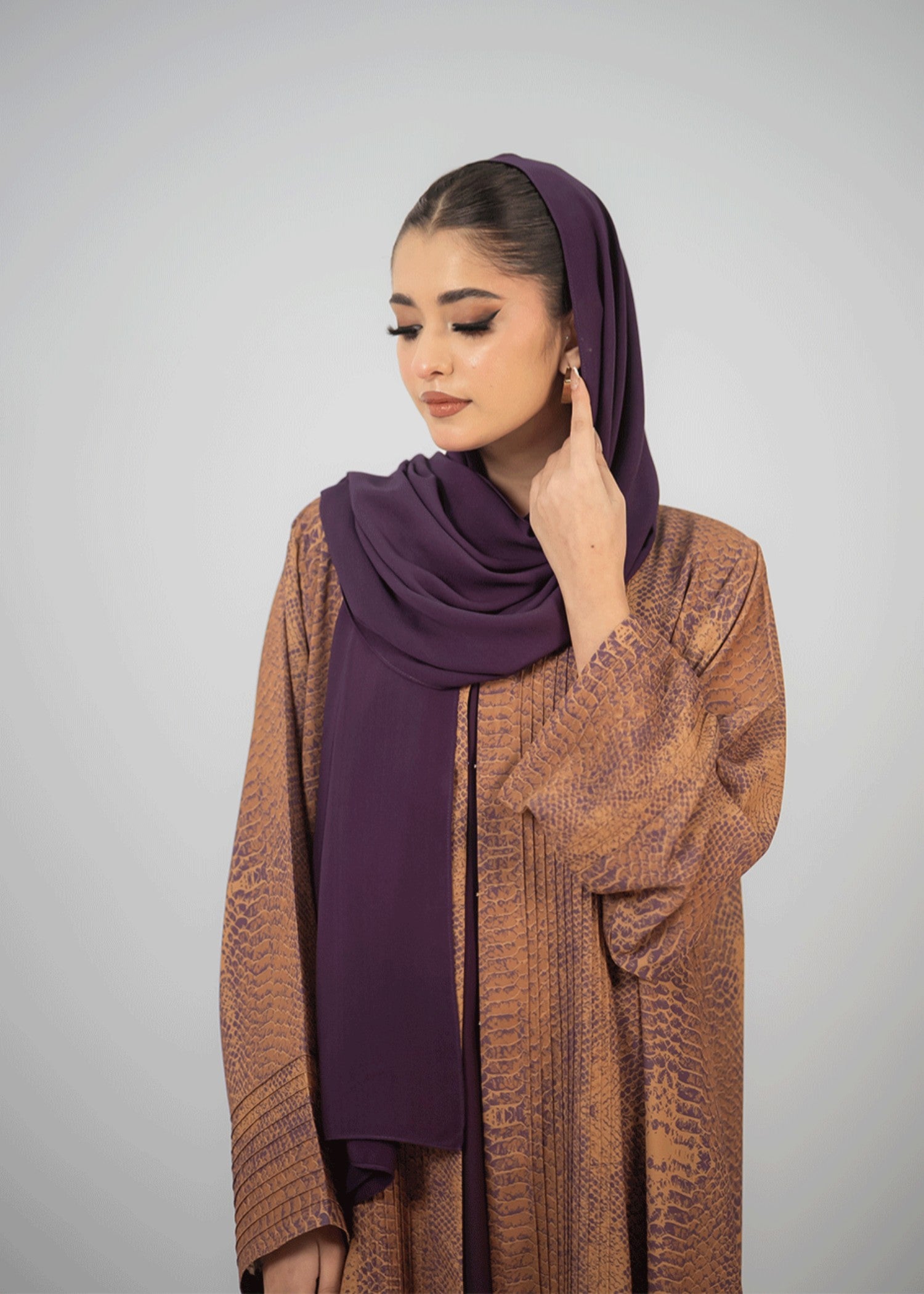 chiffon Abaya in Camel brown