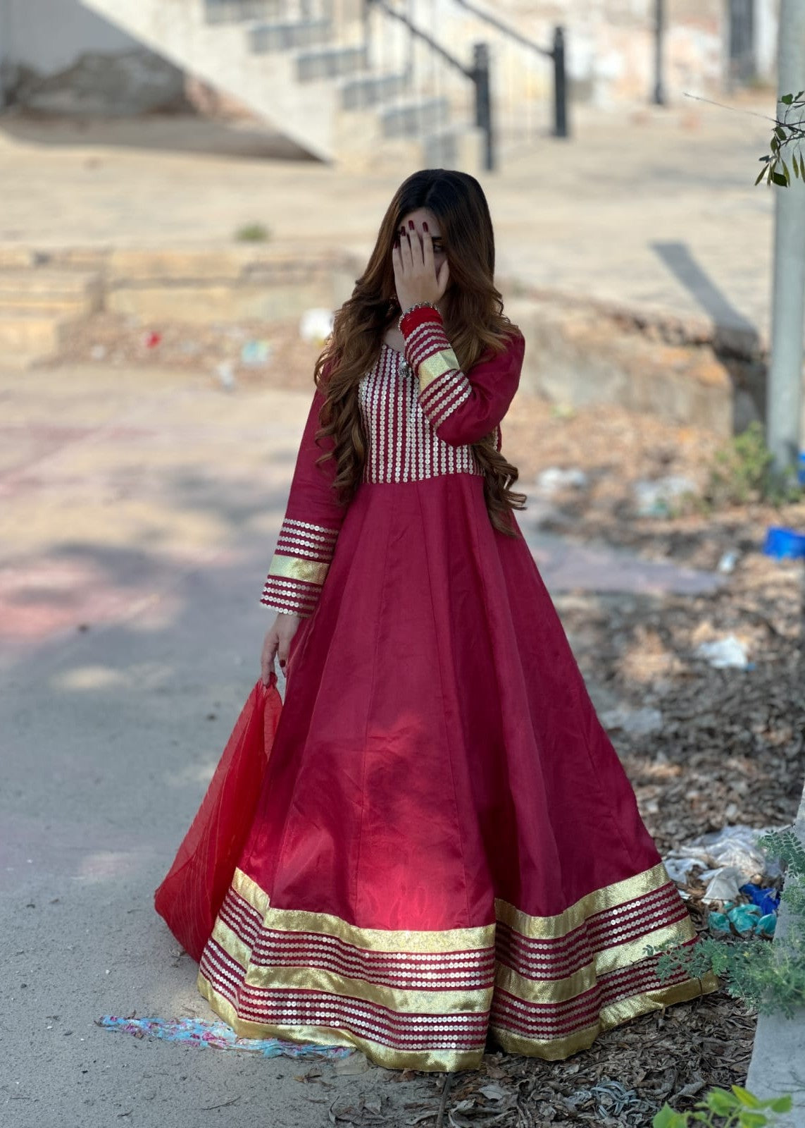 satin silk Maxi in Maroon