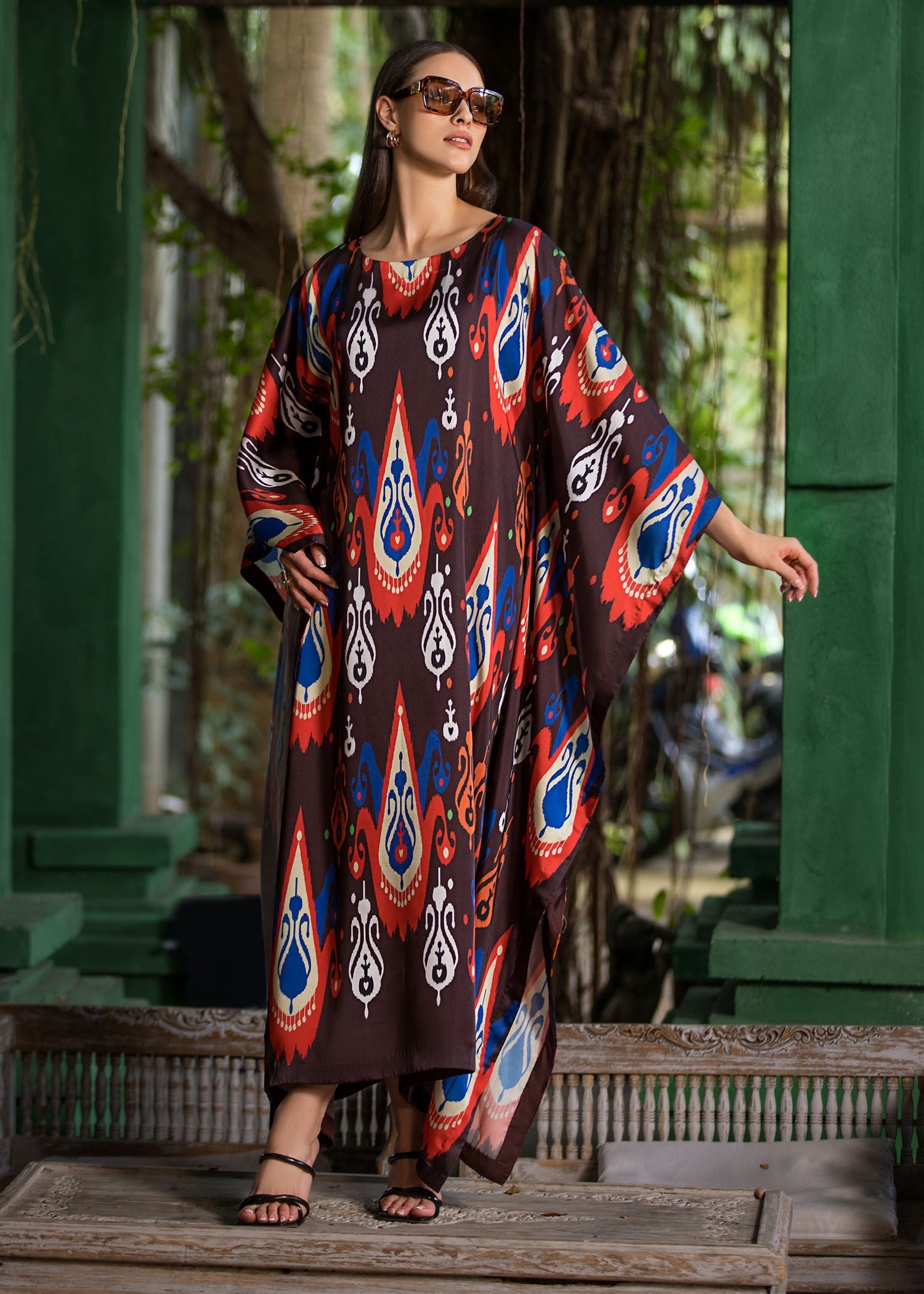 silk Kaftan in Brown