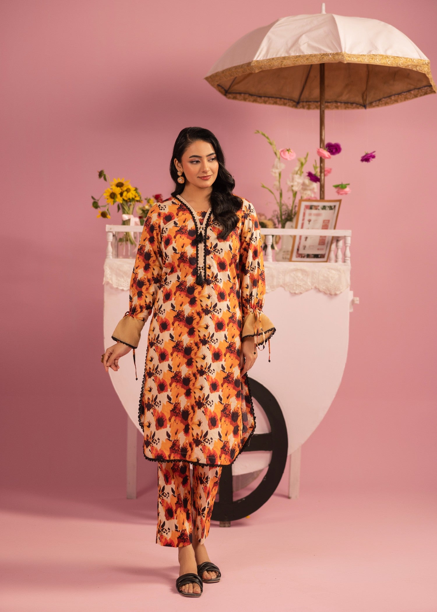 lawn Co Ord Sets in Orange, amber