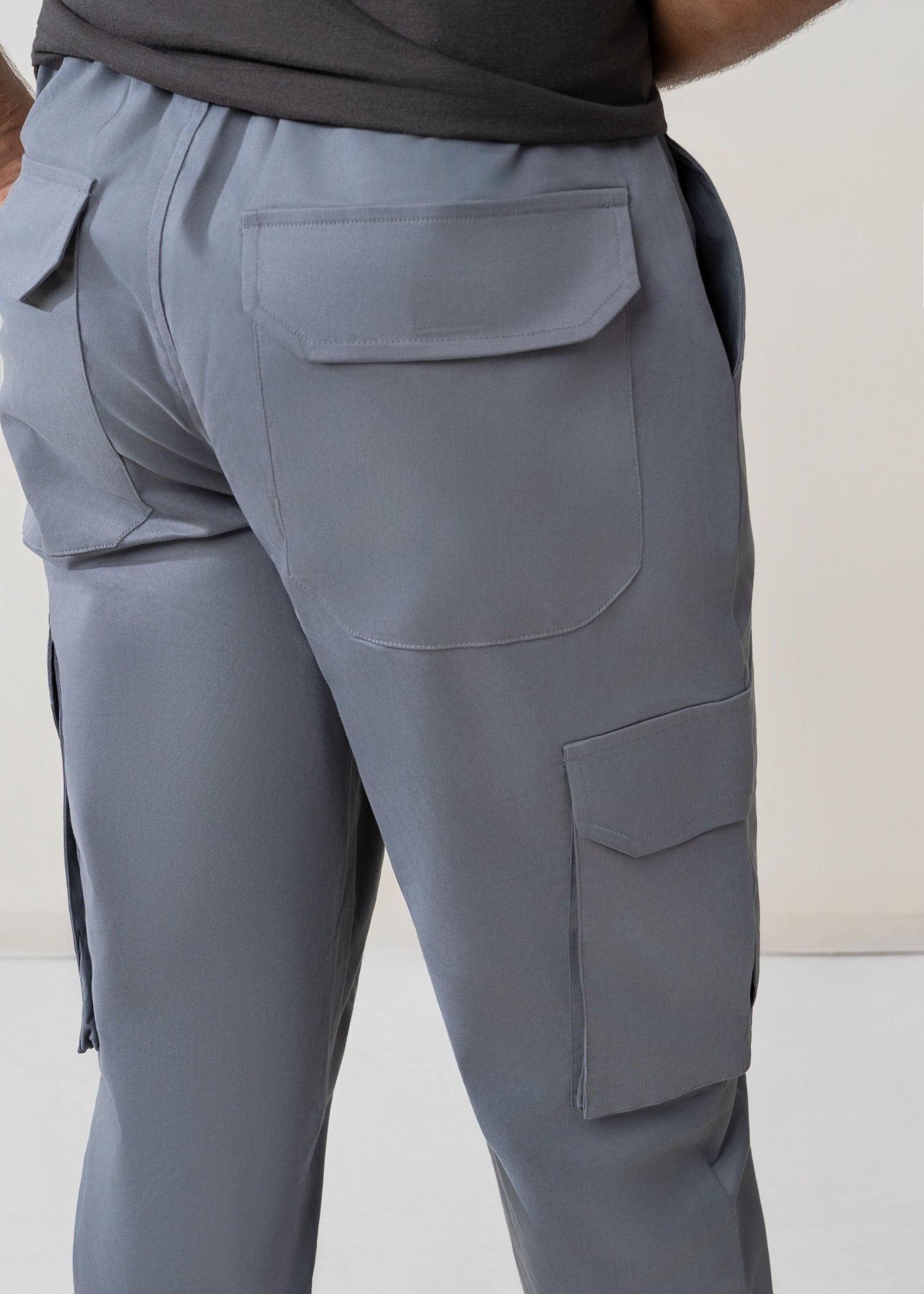 twill cotton Trousers in Slate grey