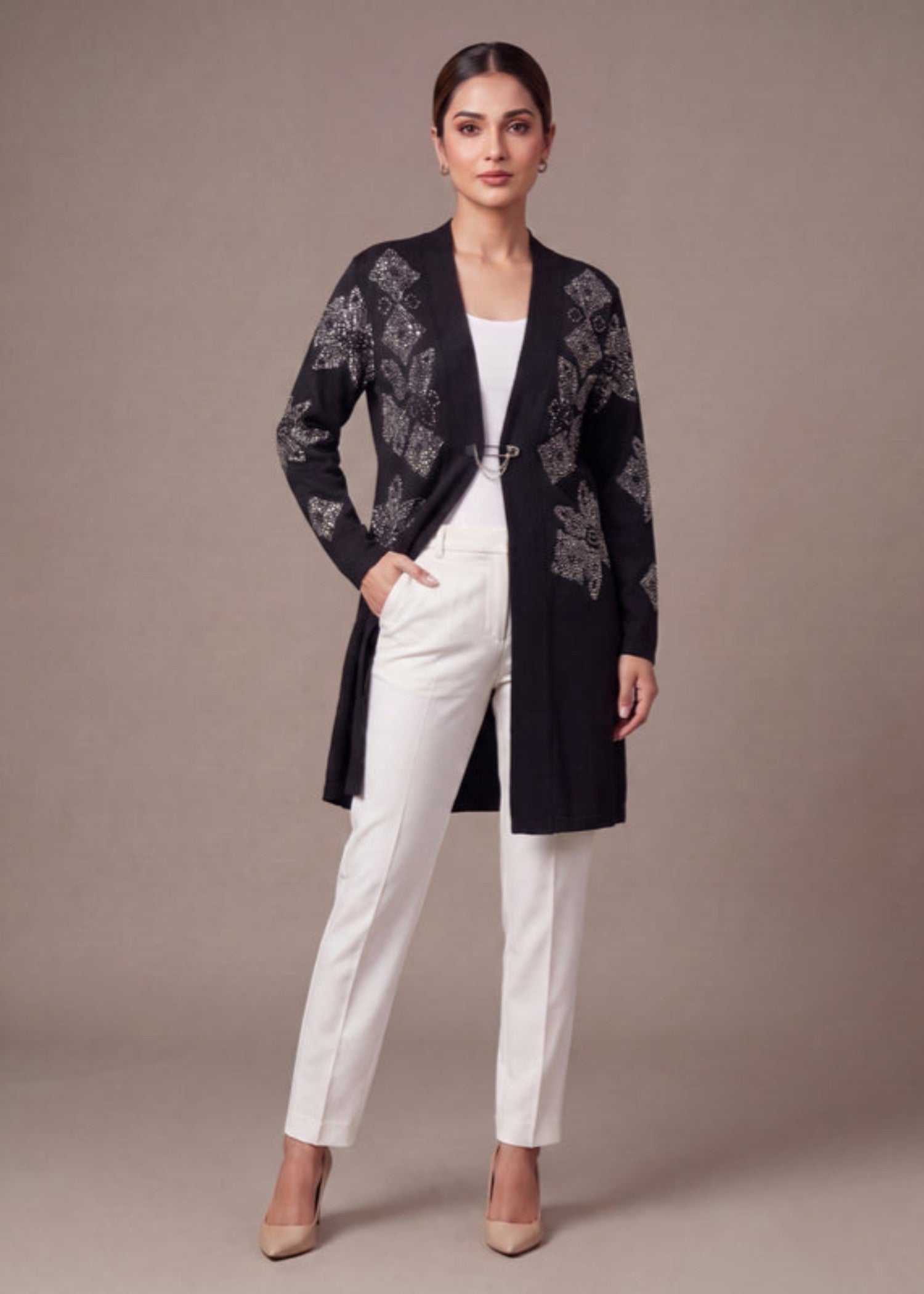 wool Cardigan in Black
