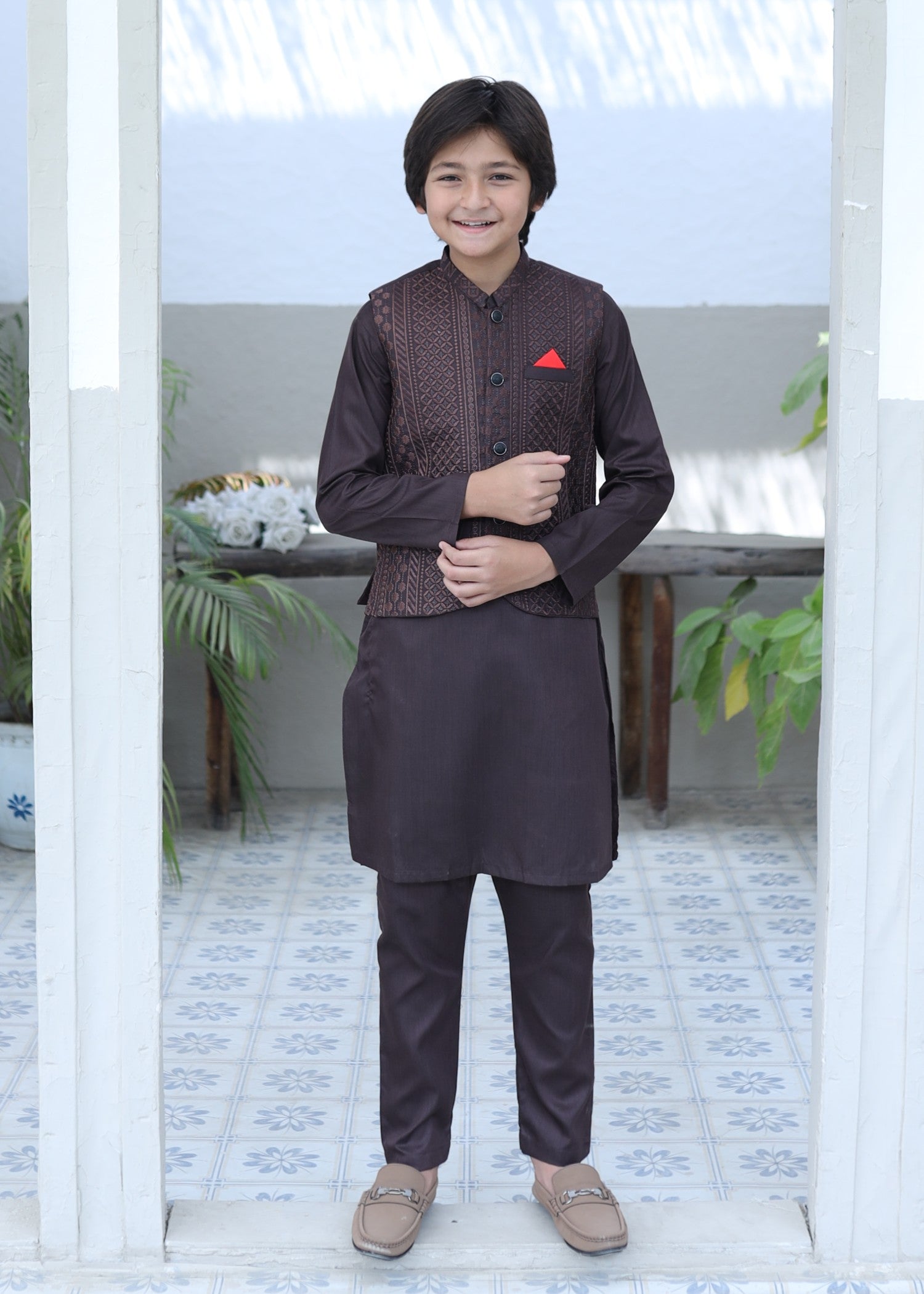 suiting Waistcoat in Dark brown