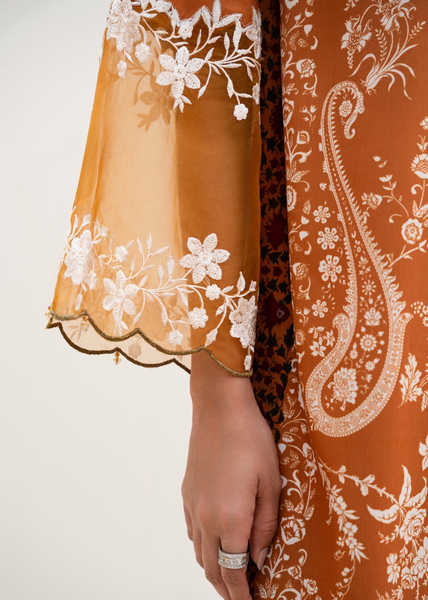 crepe Kurti in Rust orange