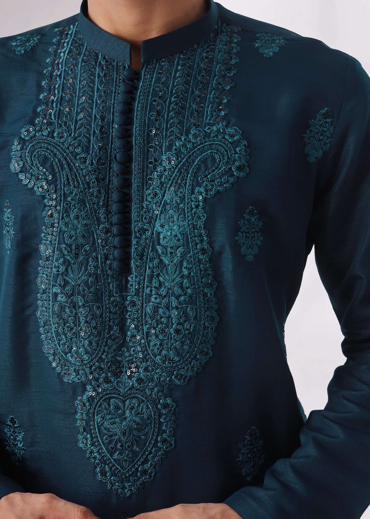 raw silk Kurta in Teal