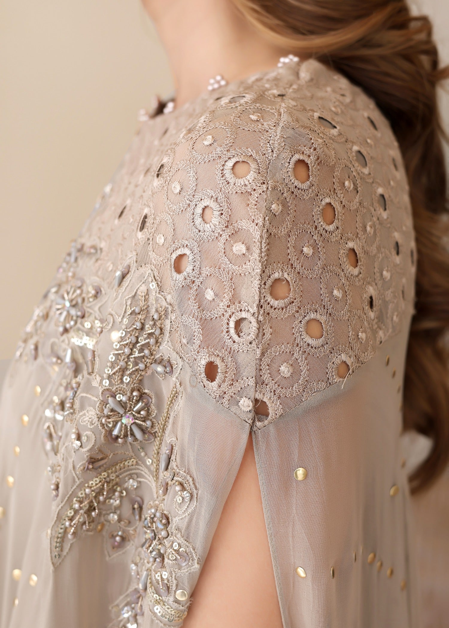 chiffon Gown in Beige