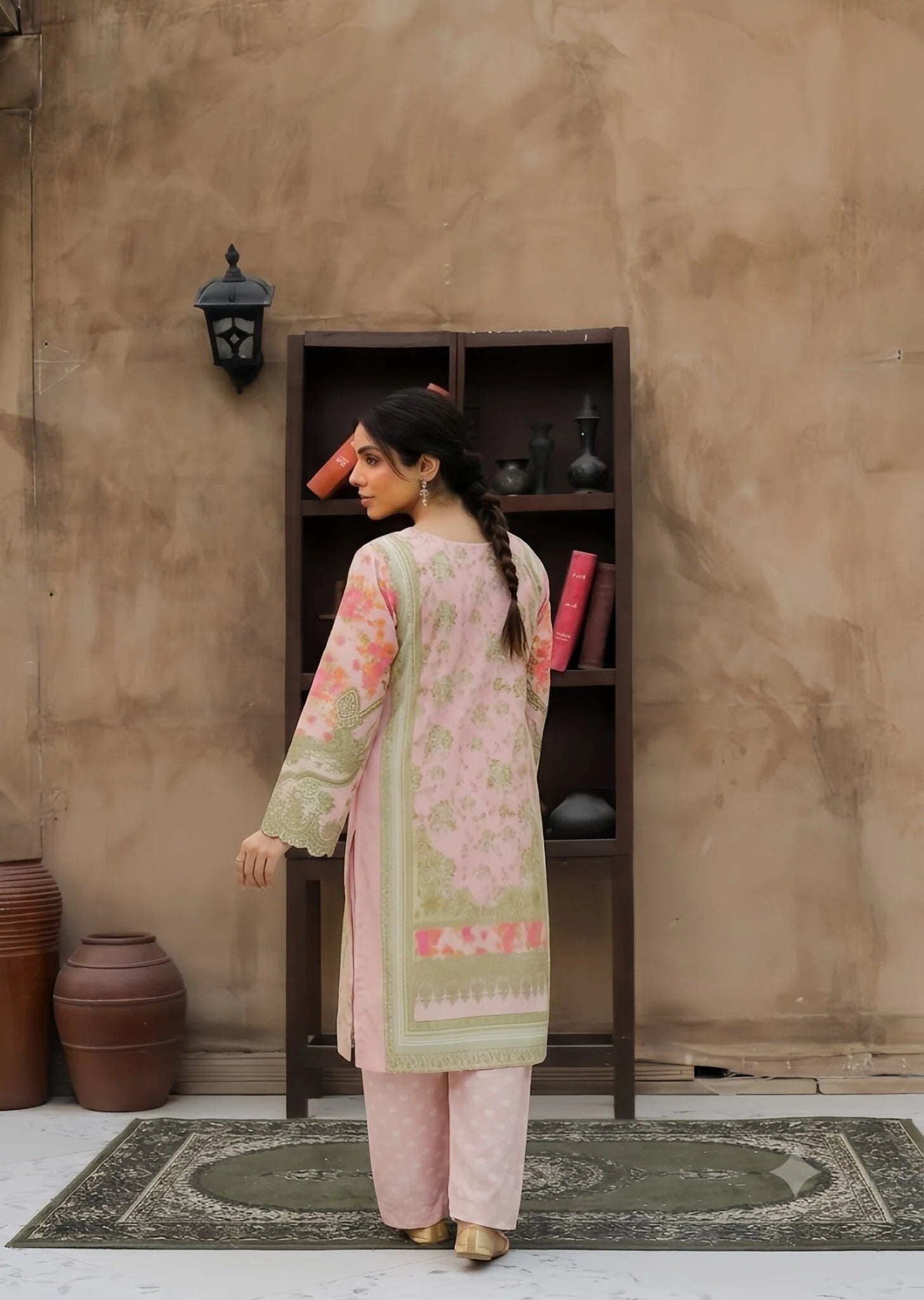 poly silk Kurta Set in Baby pink