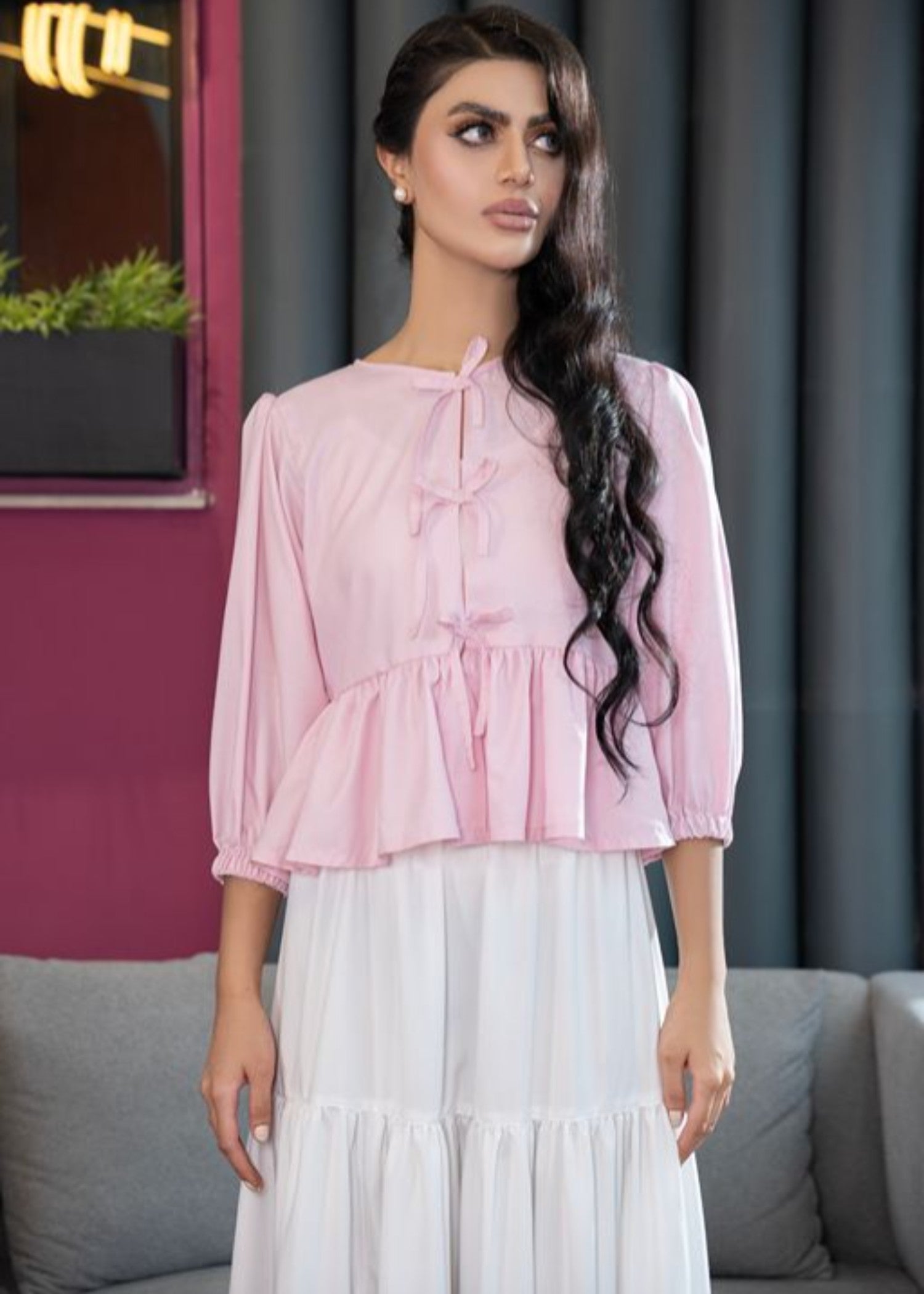 tropical Top in Pastel pink
