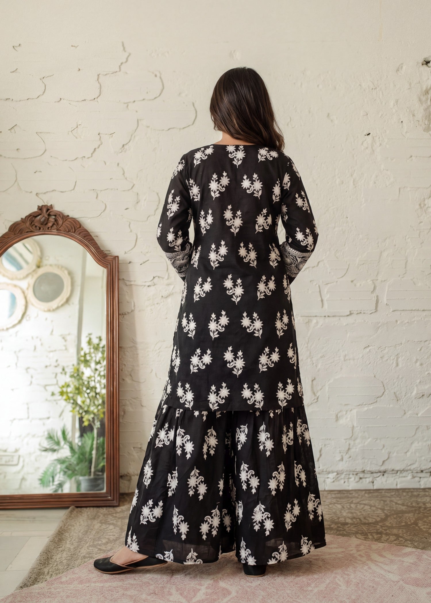 lawn Sharara in Black