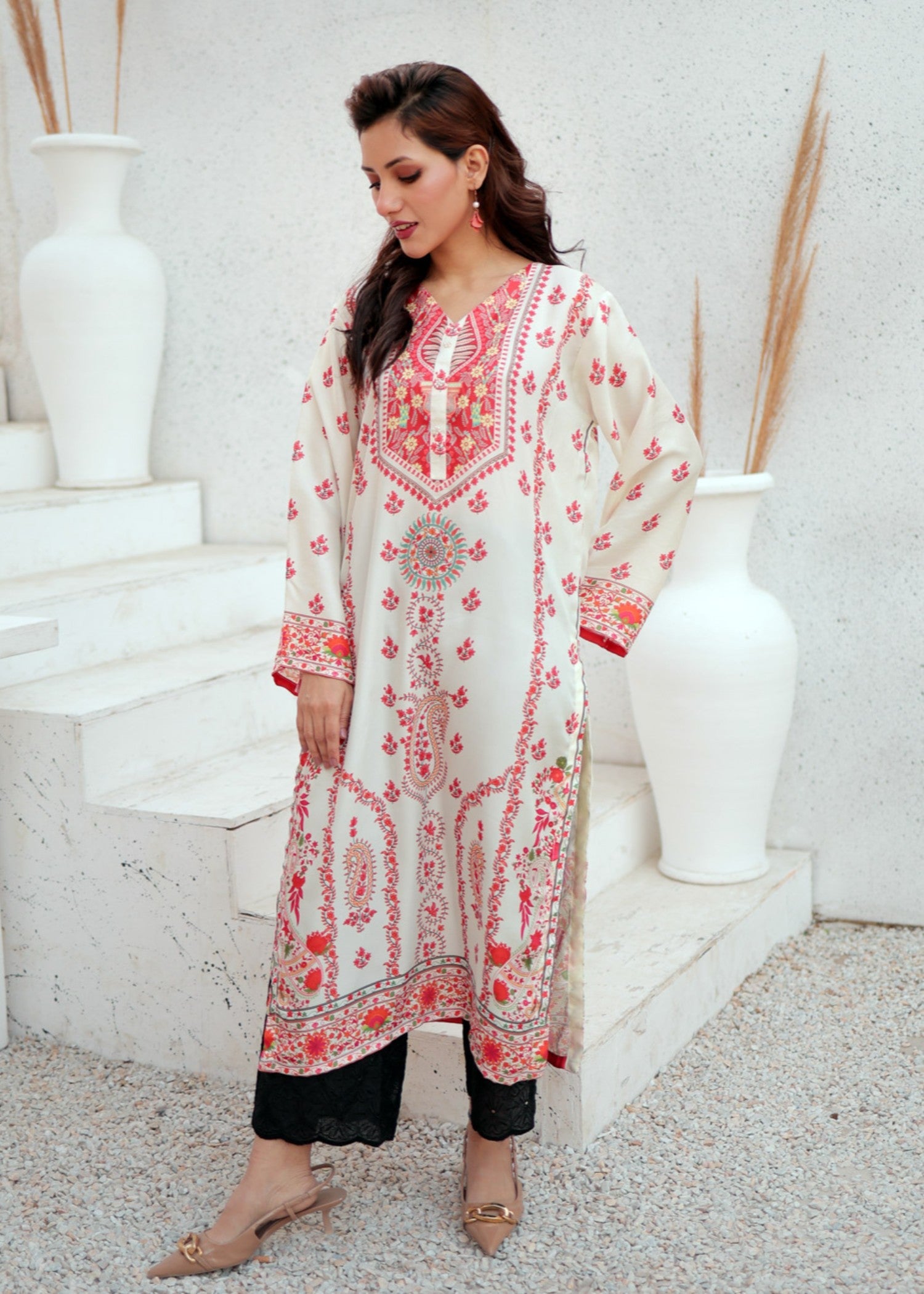 raw silk Kurti in Off-white