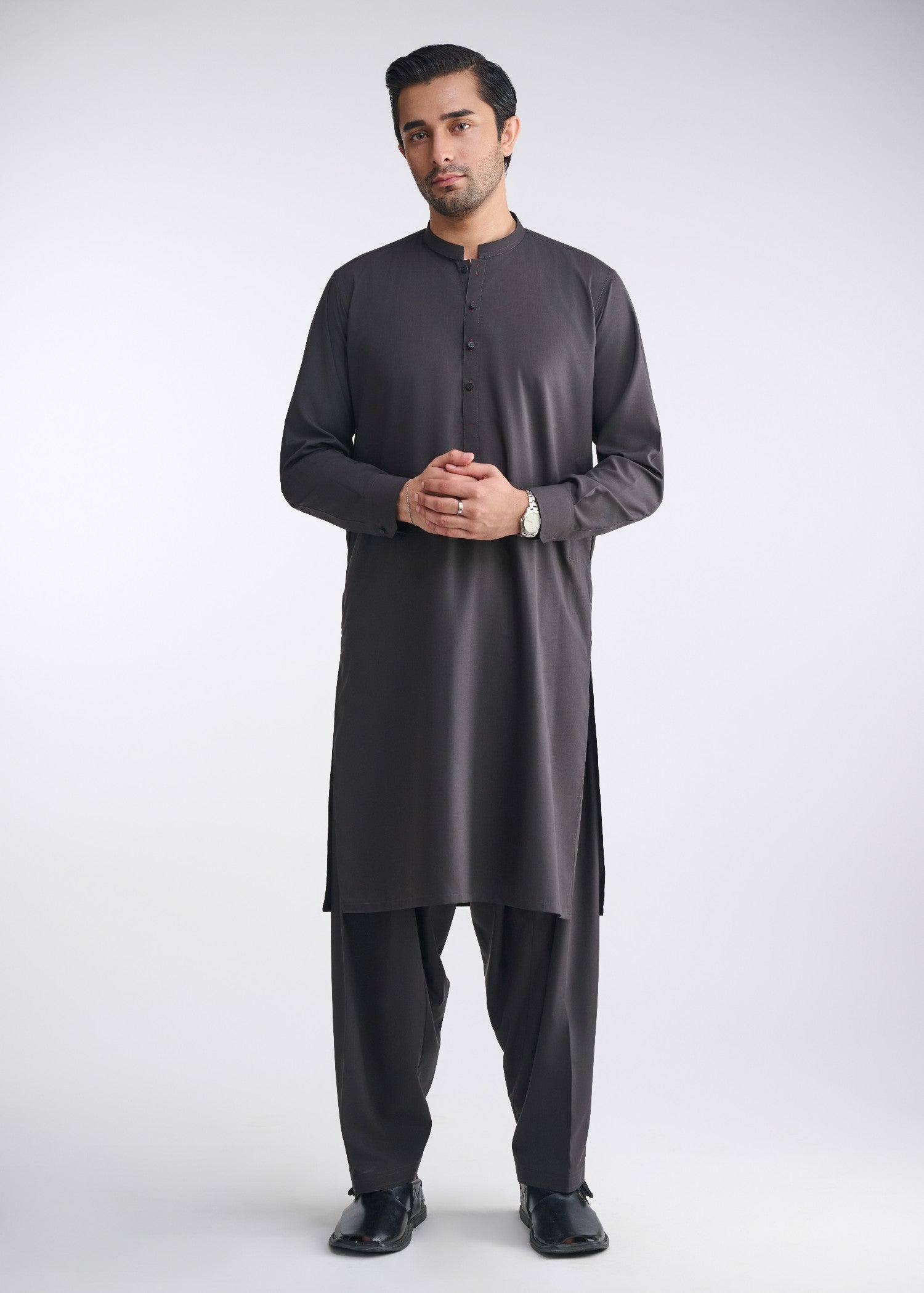 cotton Shalwar Kameez in Charcoal