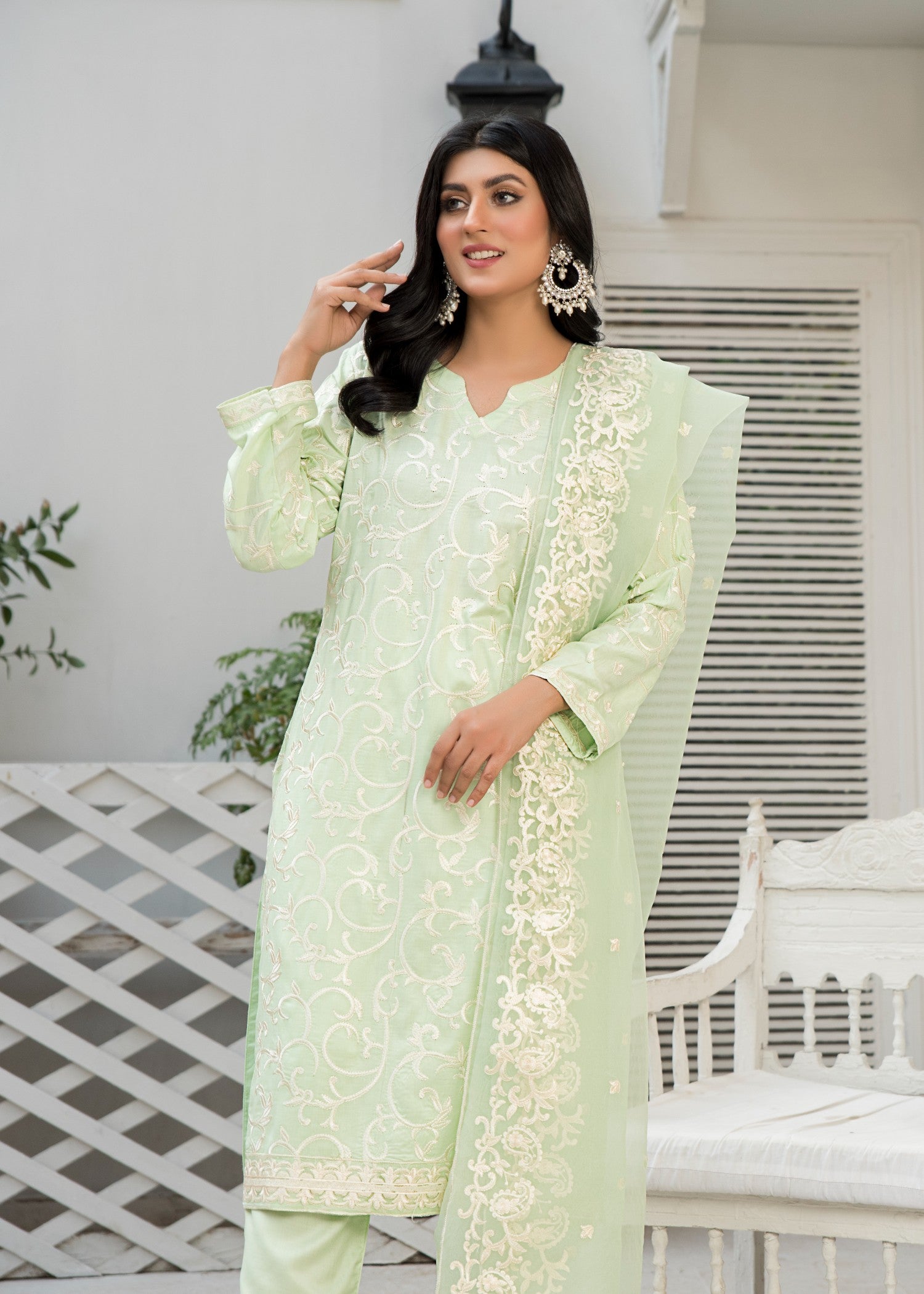 linen Unstitched in Mint green