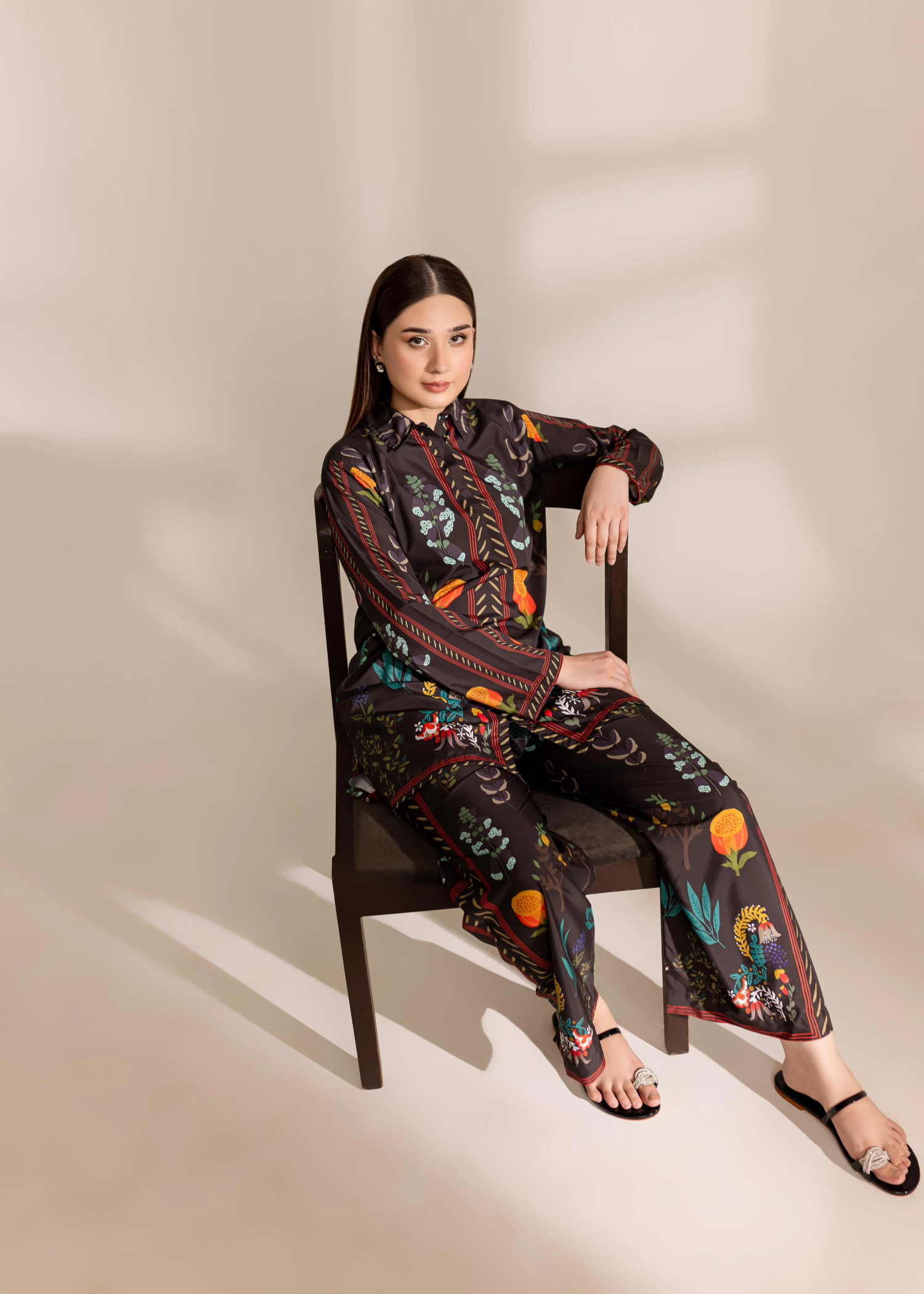 poly lawn Co Ord Sets in Black