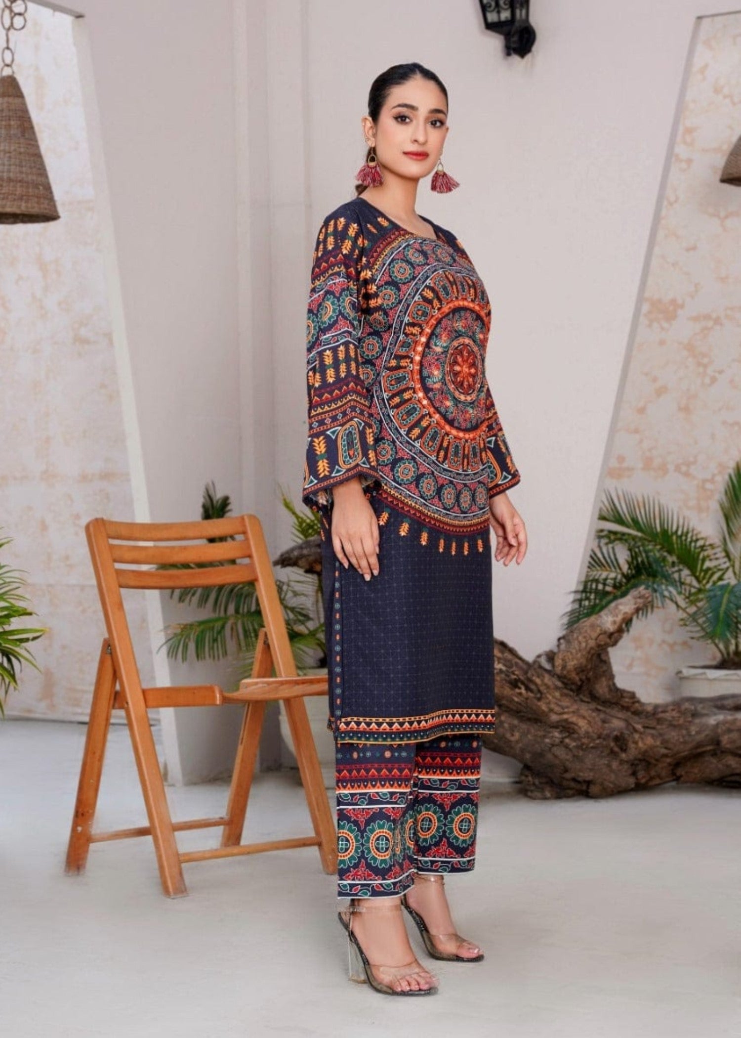 blended grip silk Kurta Set in Navy blue