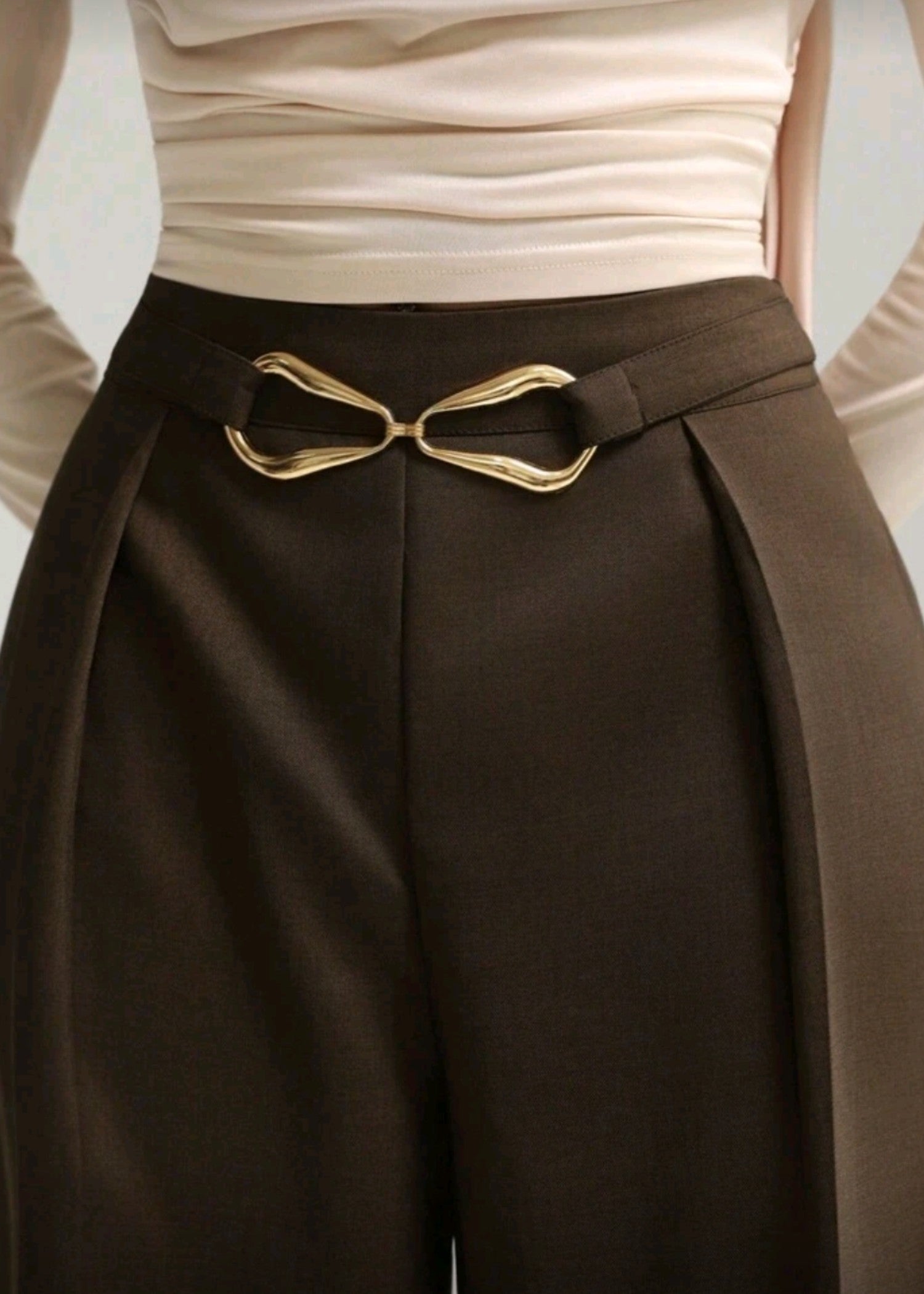 polyester Pants in Coffee brown