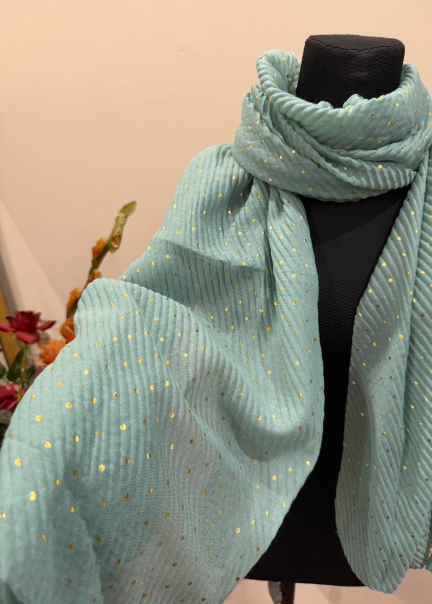 textured lawn Hijab in Moss green