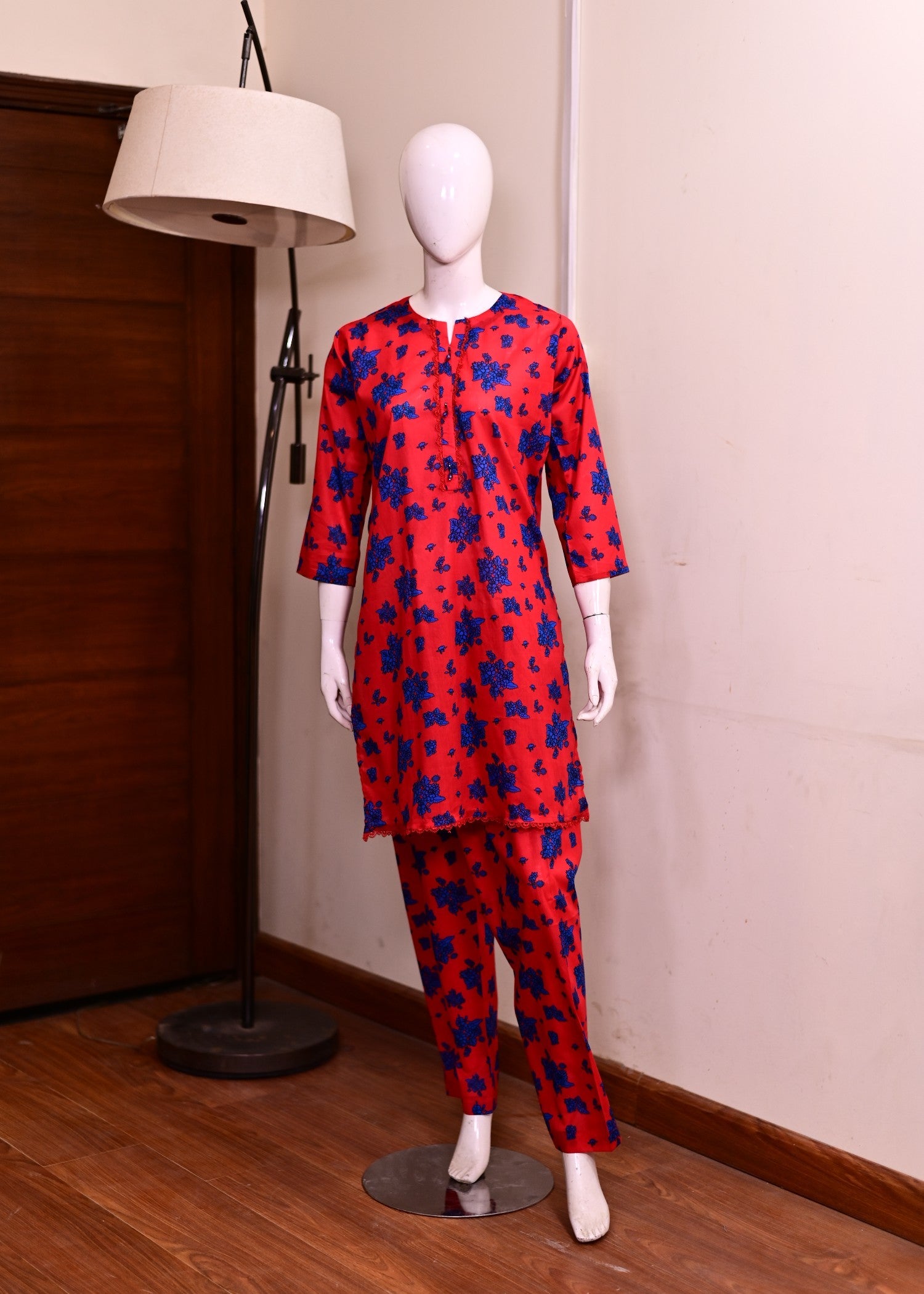 lawn cotton Co Ord Sets in Red