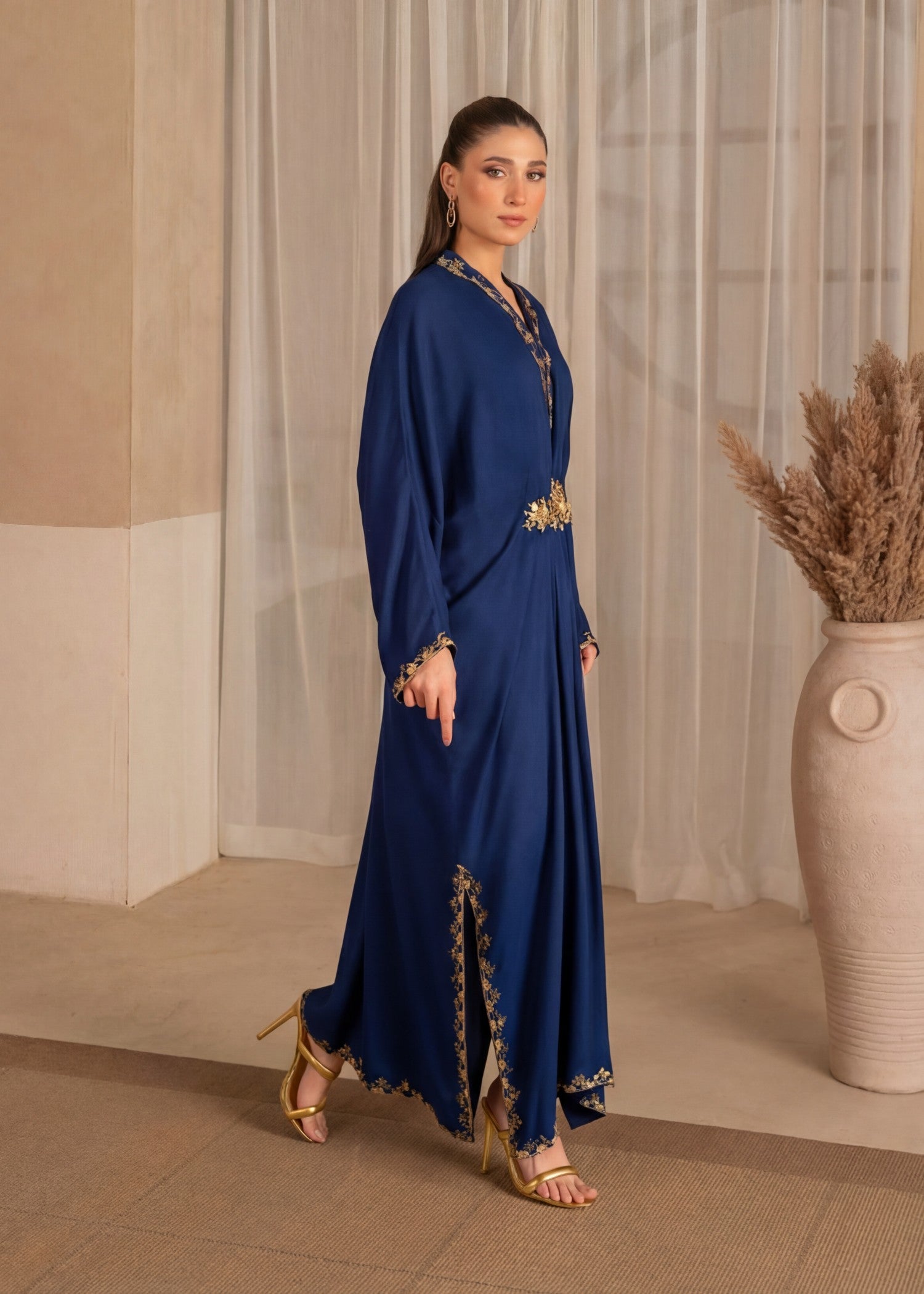 linen Kaftan in Navy blue