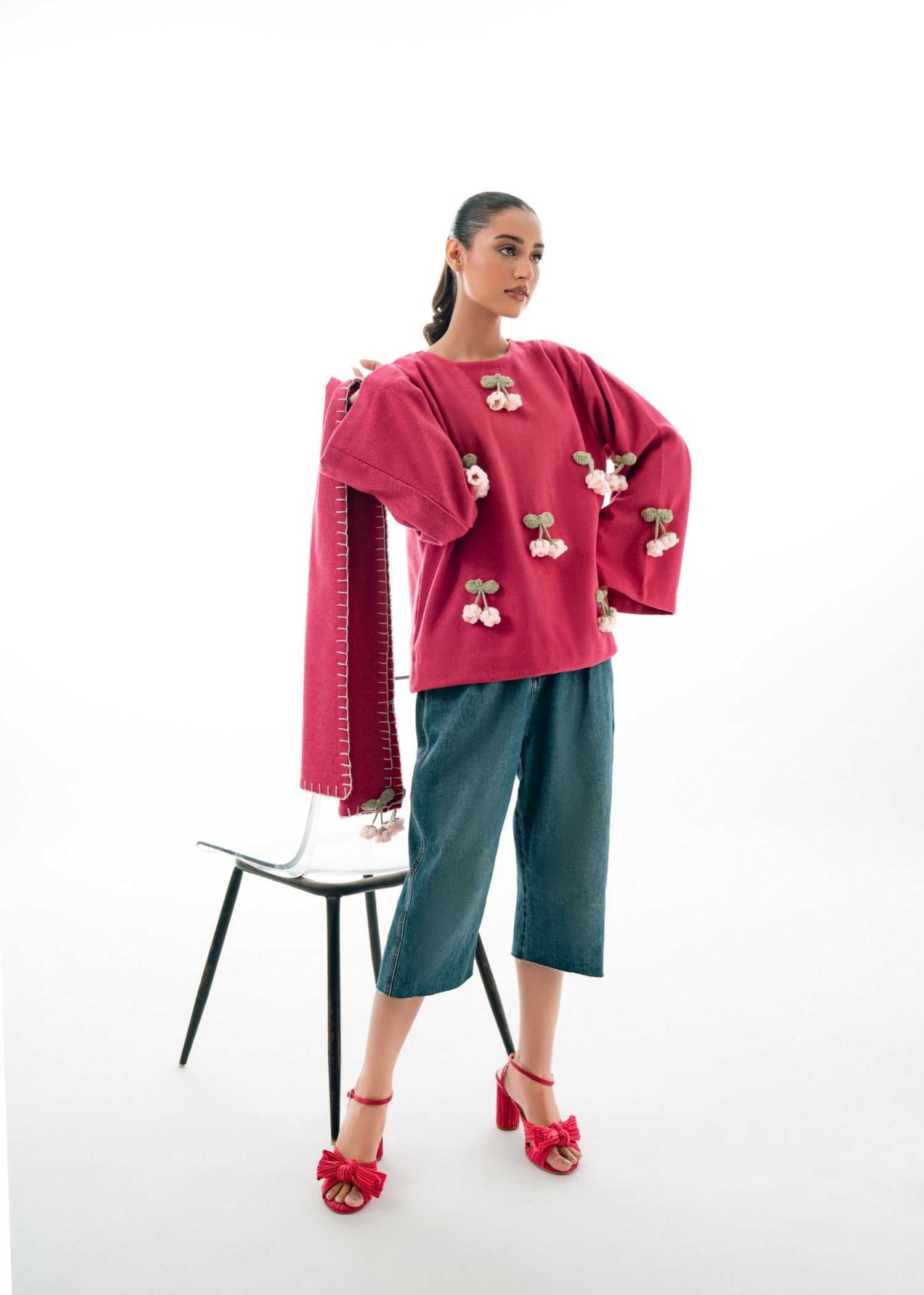 wool Sweater in Hot pink