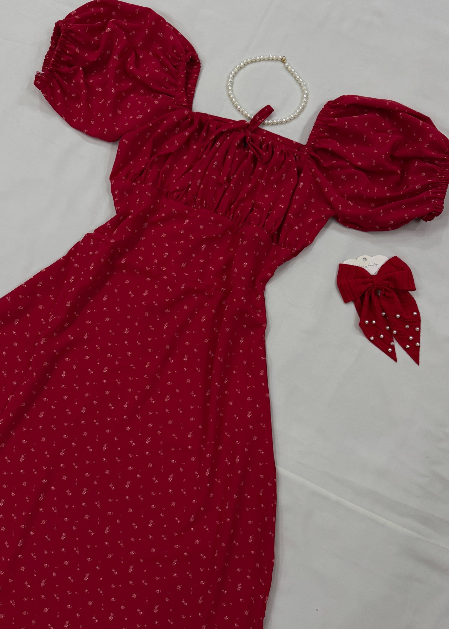 grip Dress in Ruby red