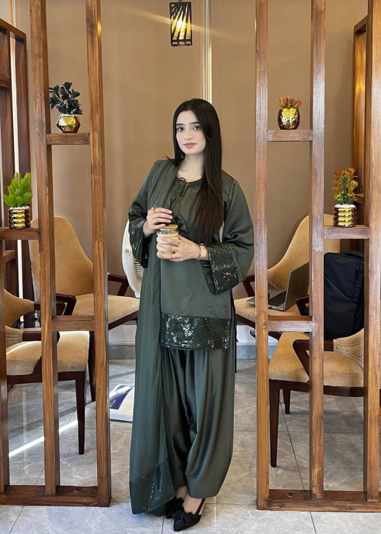 cotton Kurta Set in Smoke grey
