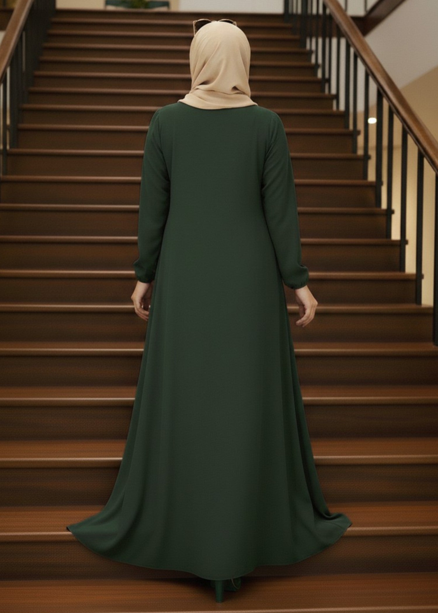 georgette Abaya in Hunter green