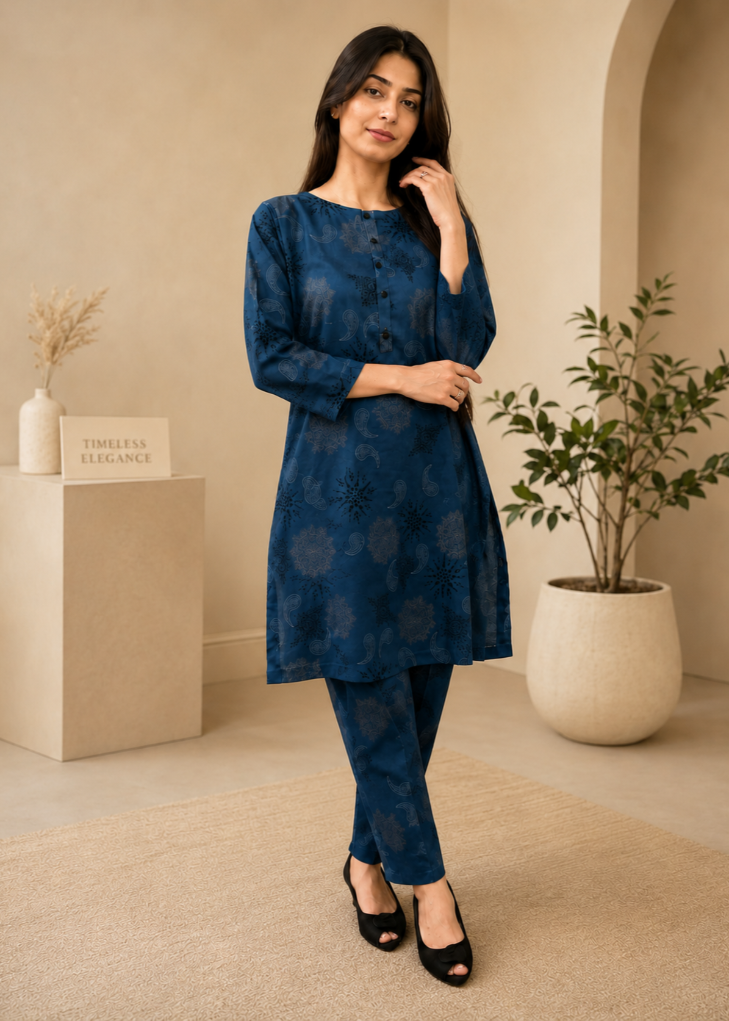 lawn Co Ord Sets in Twilight blue