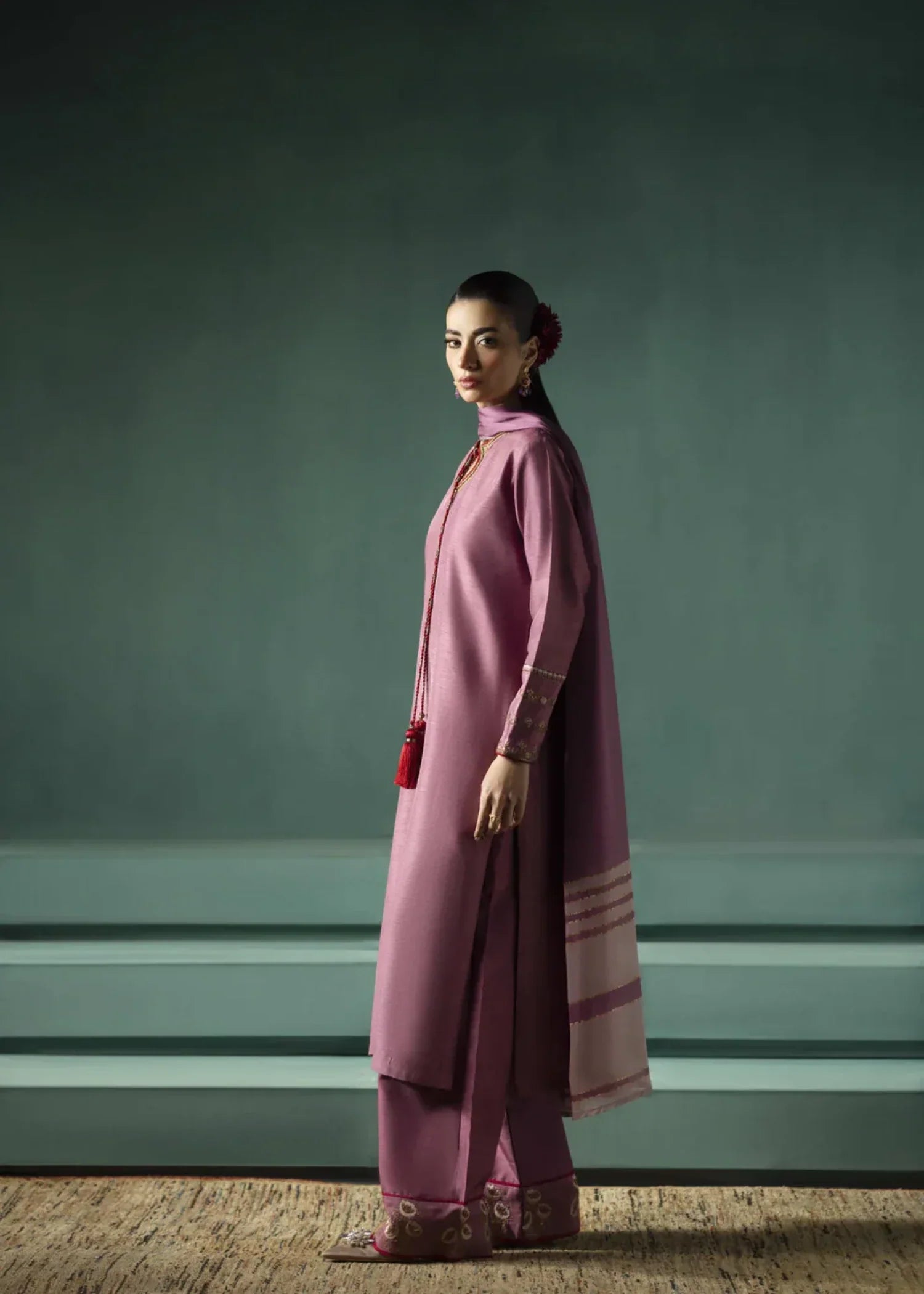 pk raw silk Kurta Set in Mauve pink