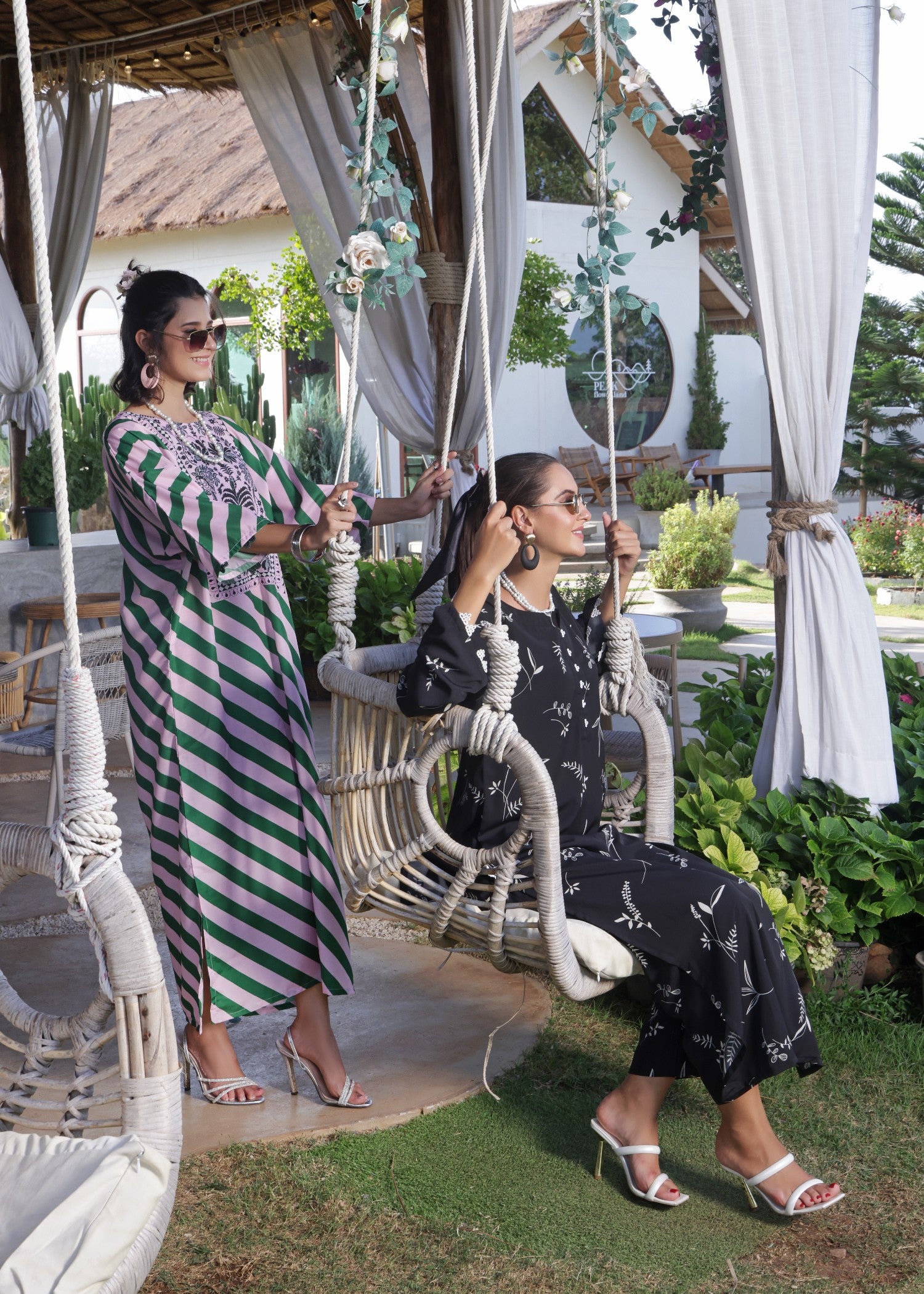 swiss lawn Kaftan in Baby pink