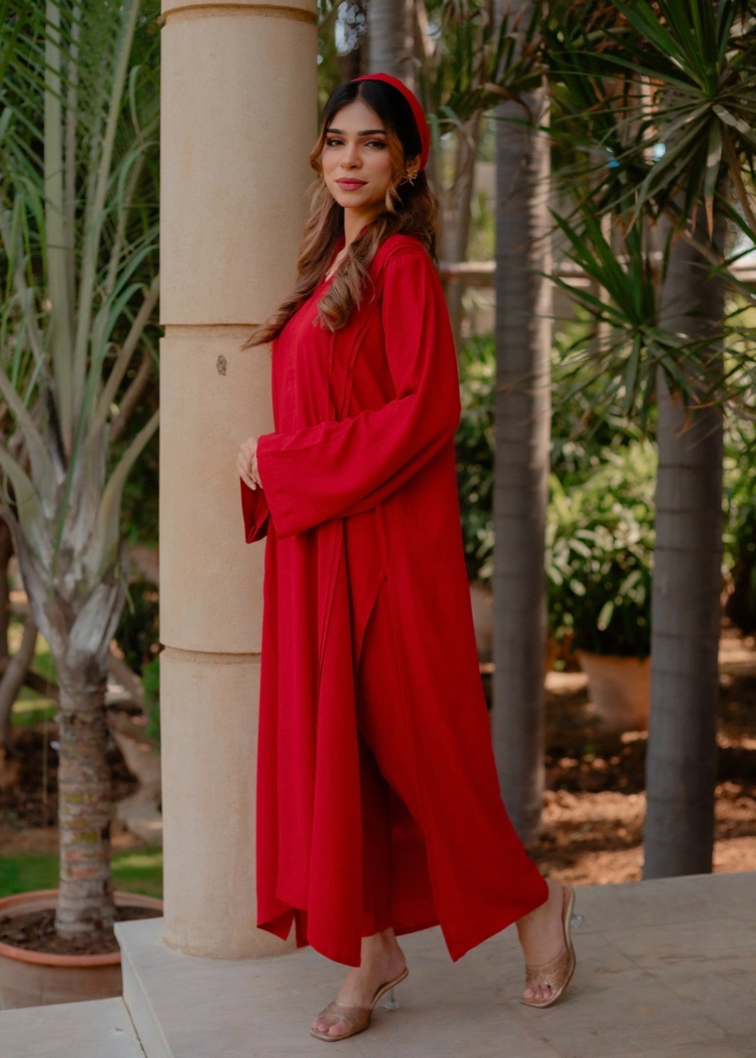 cotton linen Co ord Sets in Cherry red