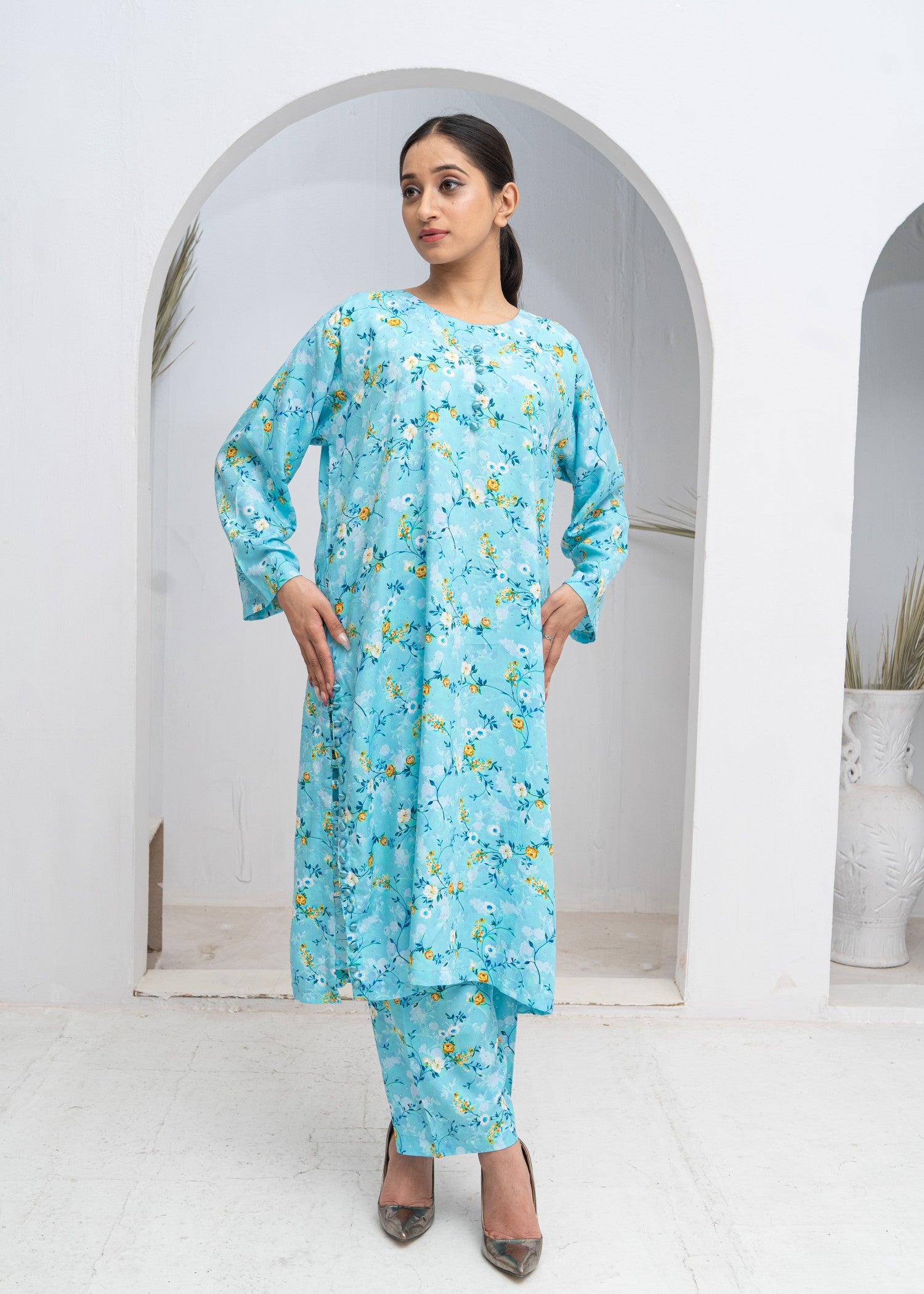 cotton Co Ord Sets in Arctic blue