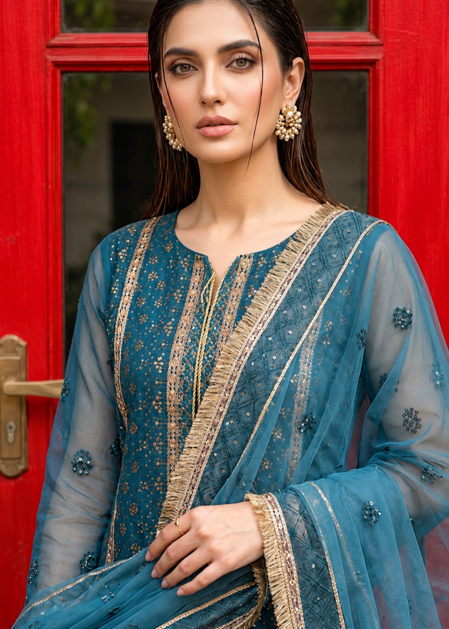 tissue Sharara in Teal