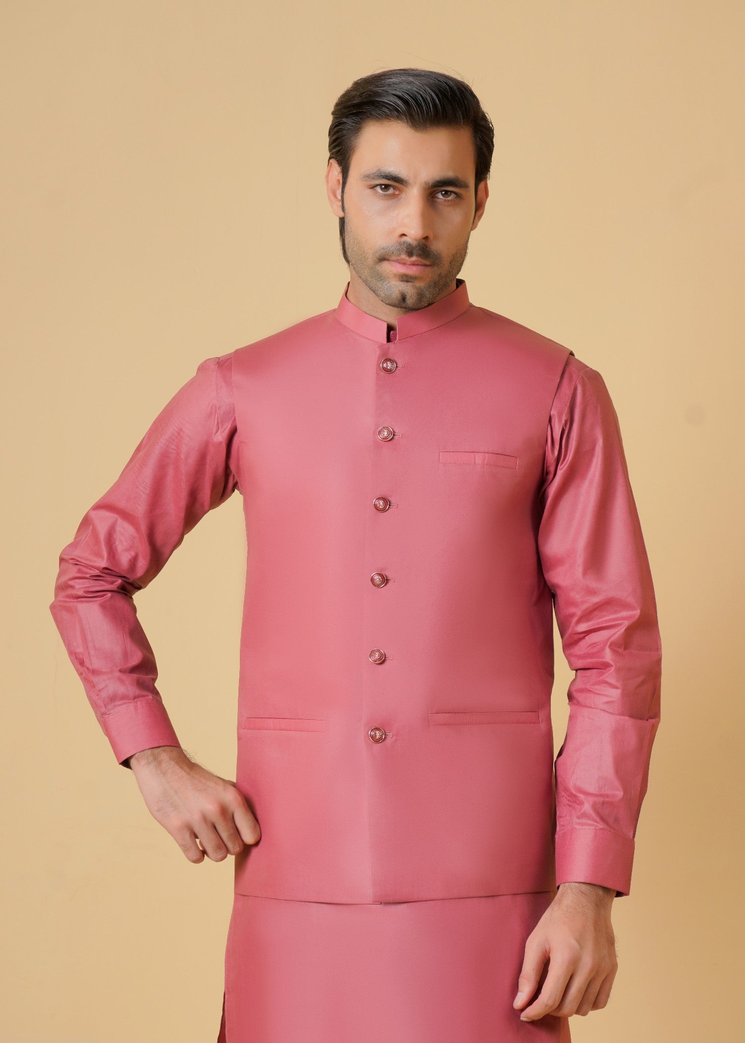 cotton Waistcoat in Watermelon pink