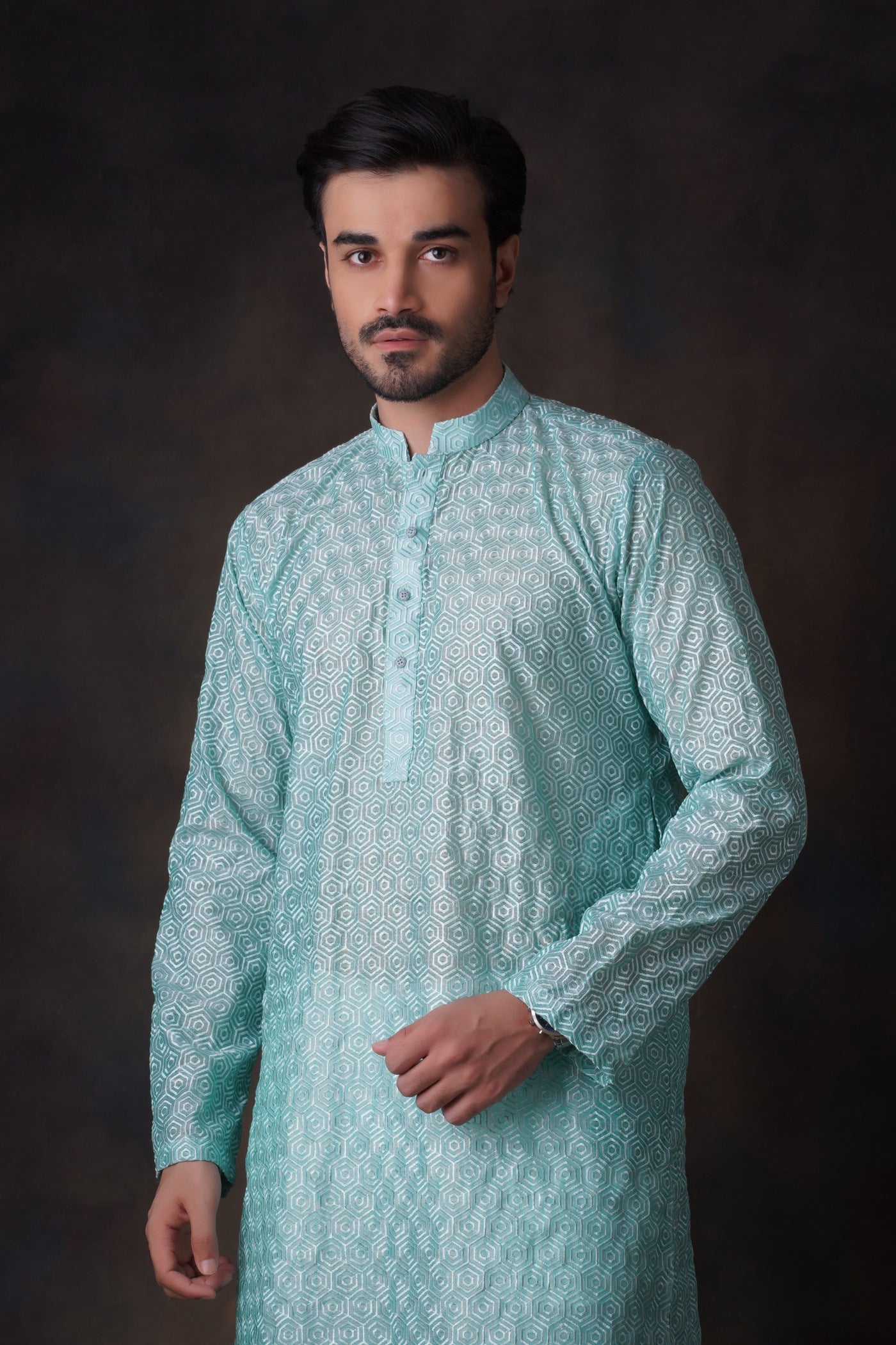 chikankari cotton Kurta Set in Turquoise