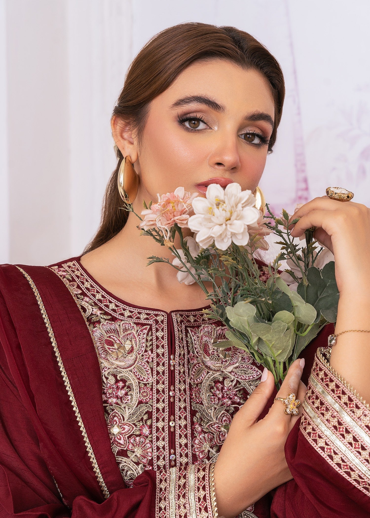 khaddi silk Kurta Set in Maroon