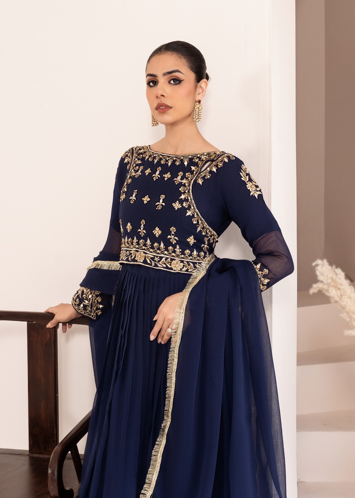 chiffon Maxi in Navy blue