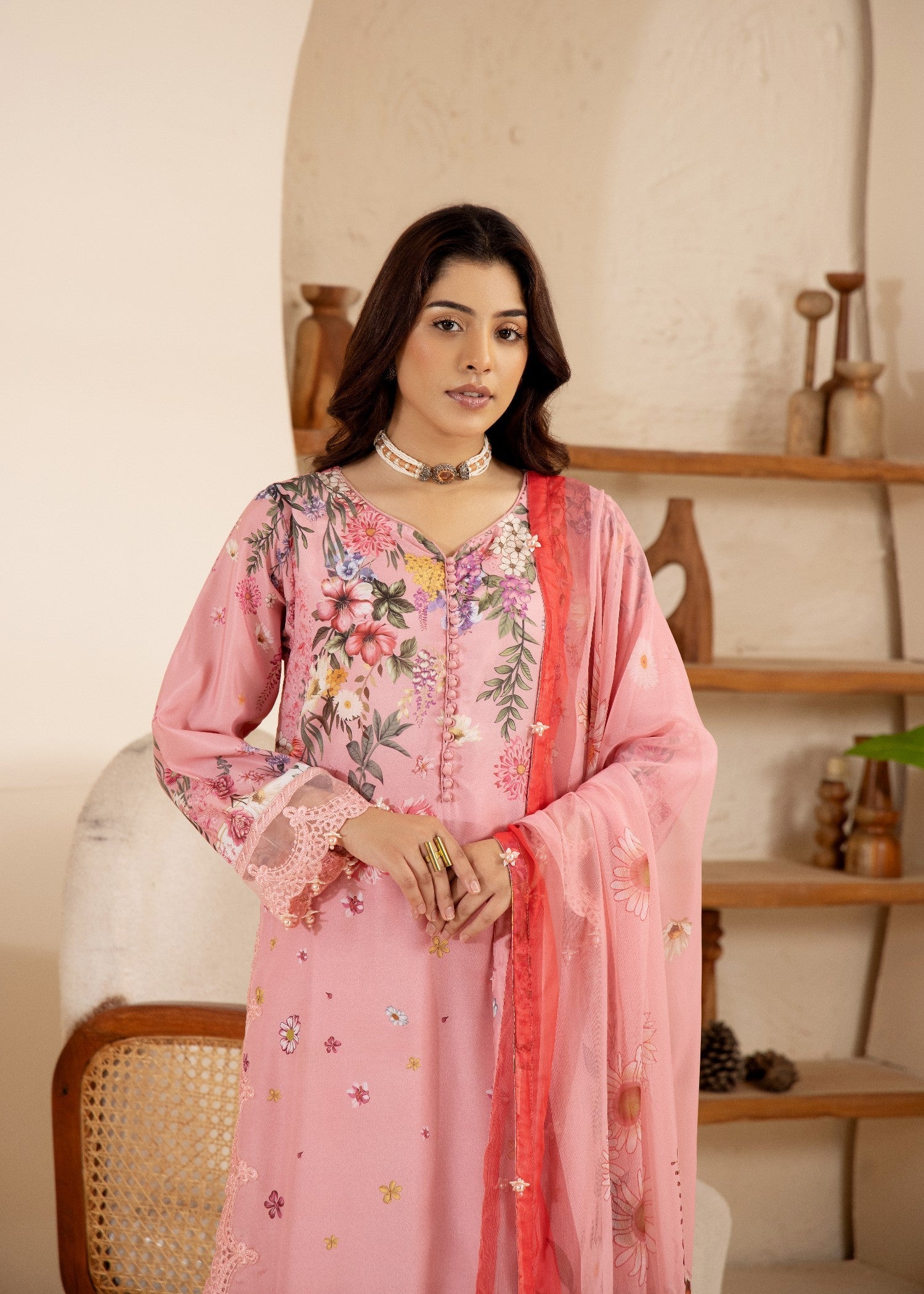 poly silk Kurta Set in Pink