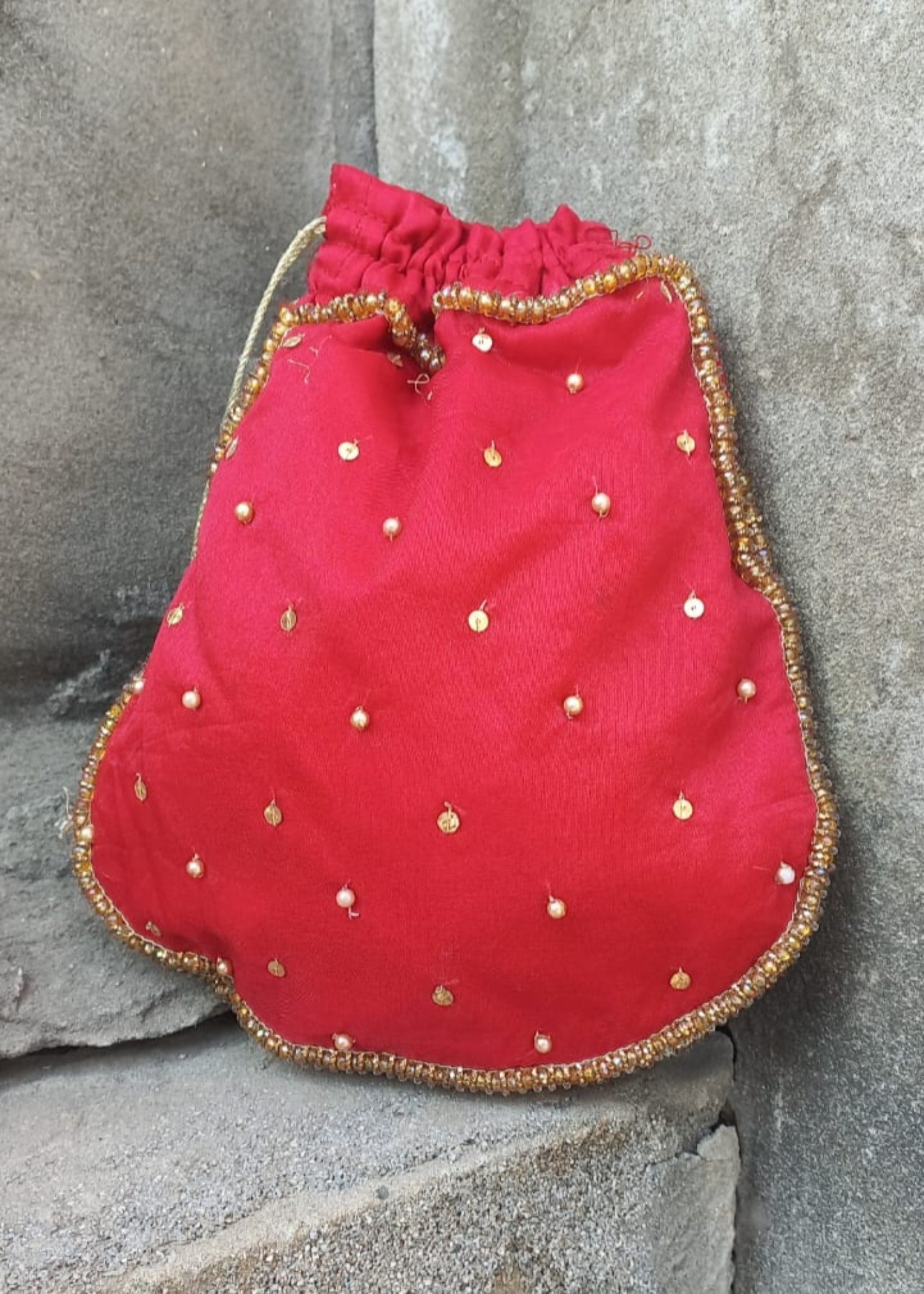 Potli Bag in Crimson Color by - Trendy Women Potli Bag KFP3625