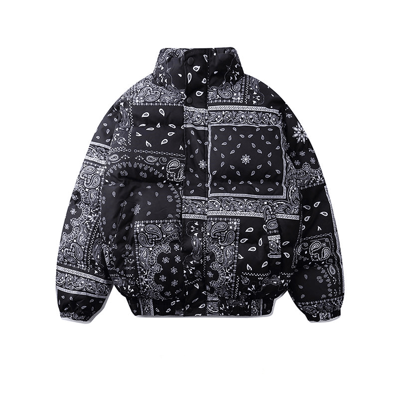 Retro Cashew Flower Full Print Padded Coat