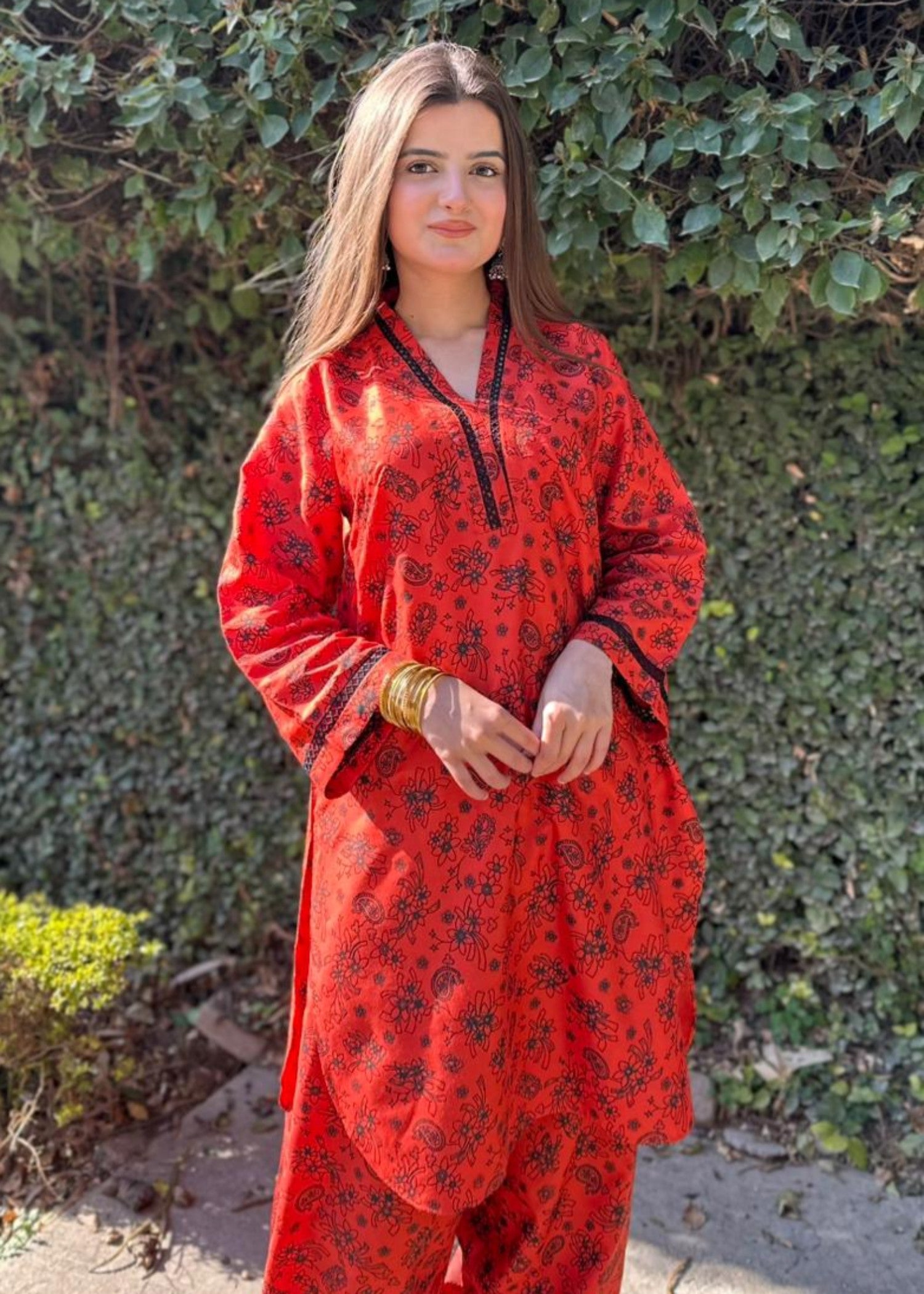arabic lawn Co Ord Sets in Rust orange