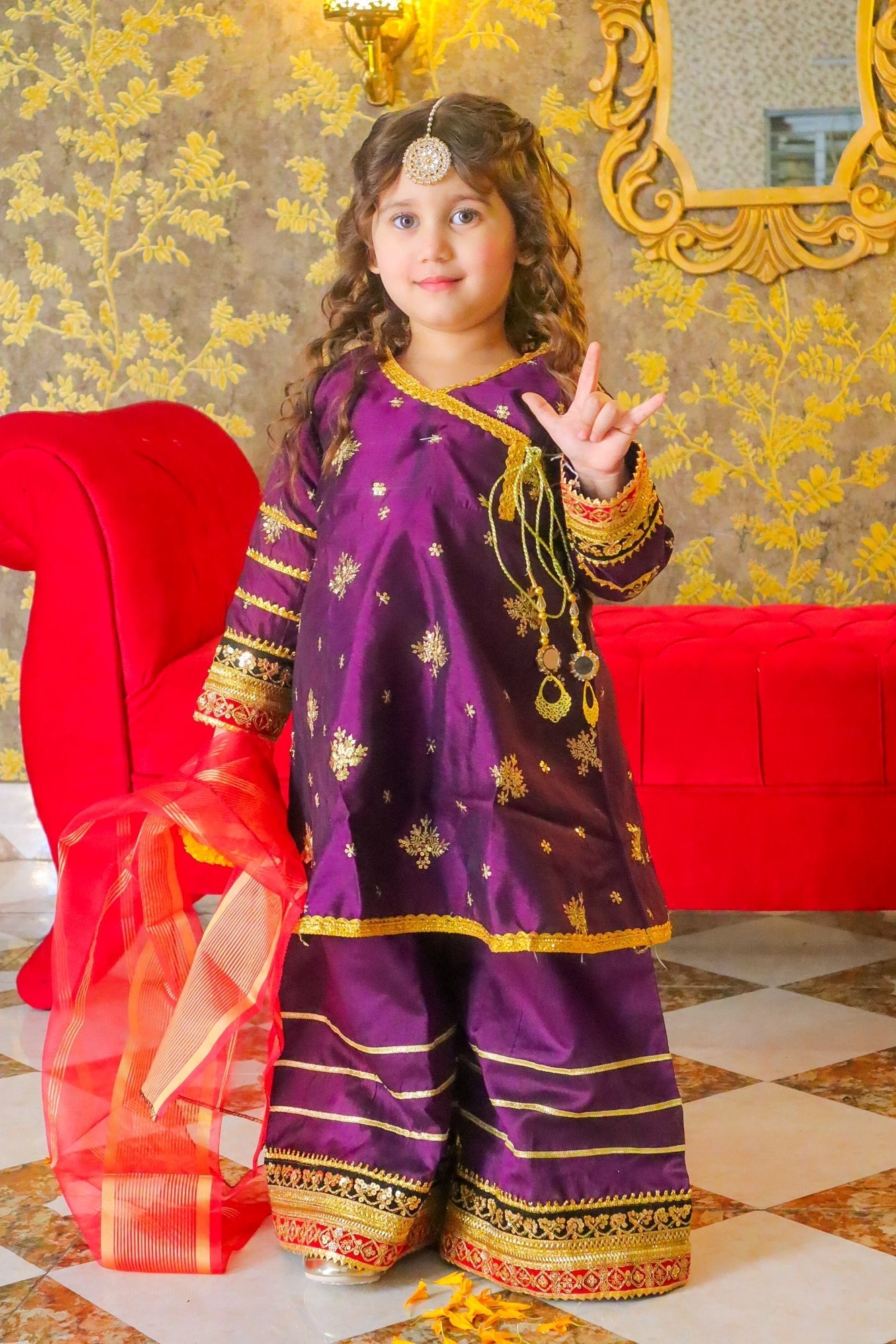 raw silk Angrakha in Purple