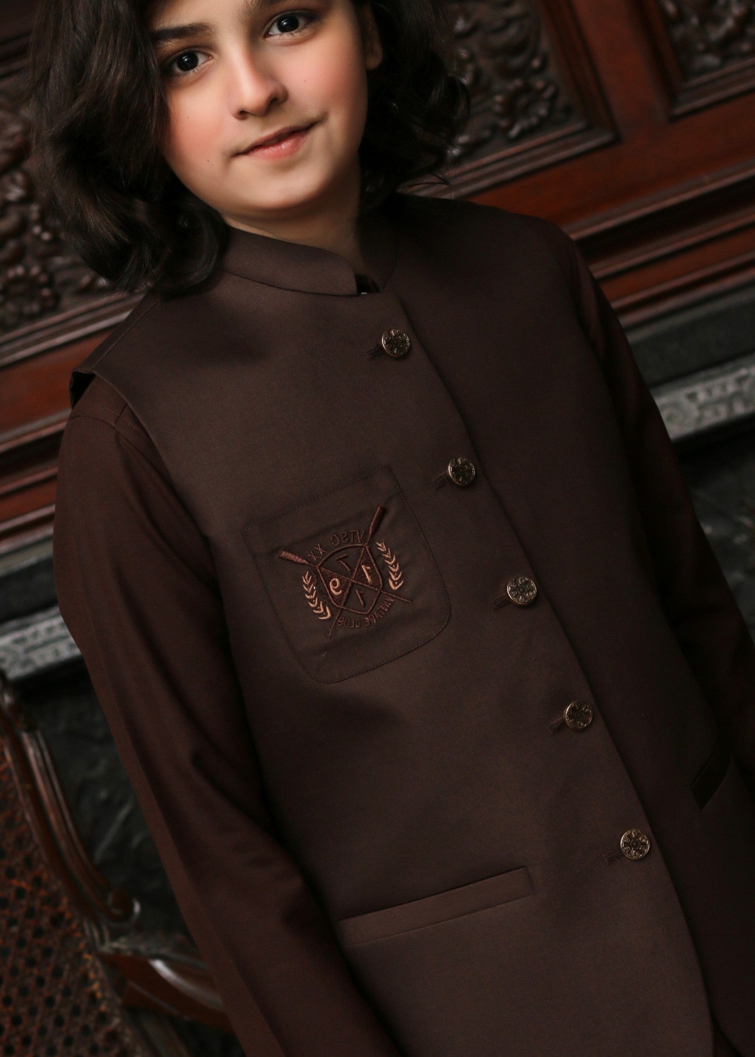 tropical Waistcoat in Chocolate brown