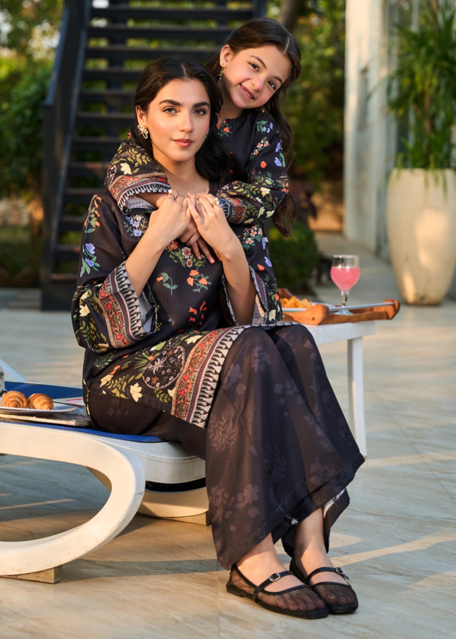 wool Kurta Set in Black