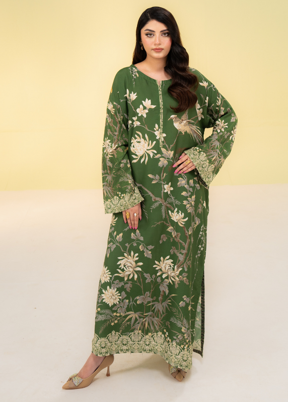 poly lawn Kaftan in Olive green