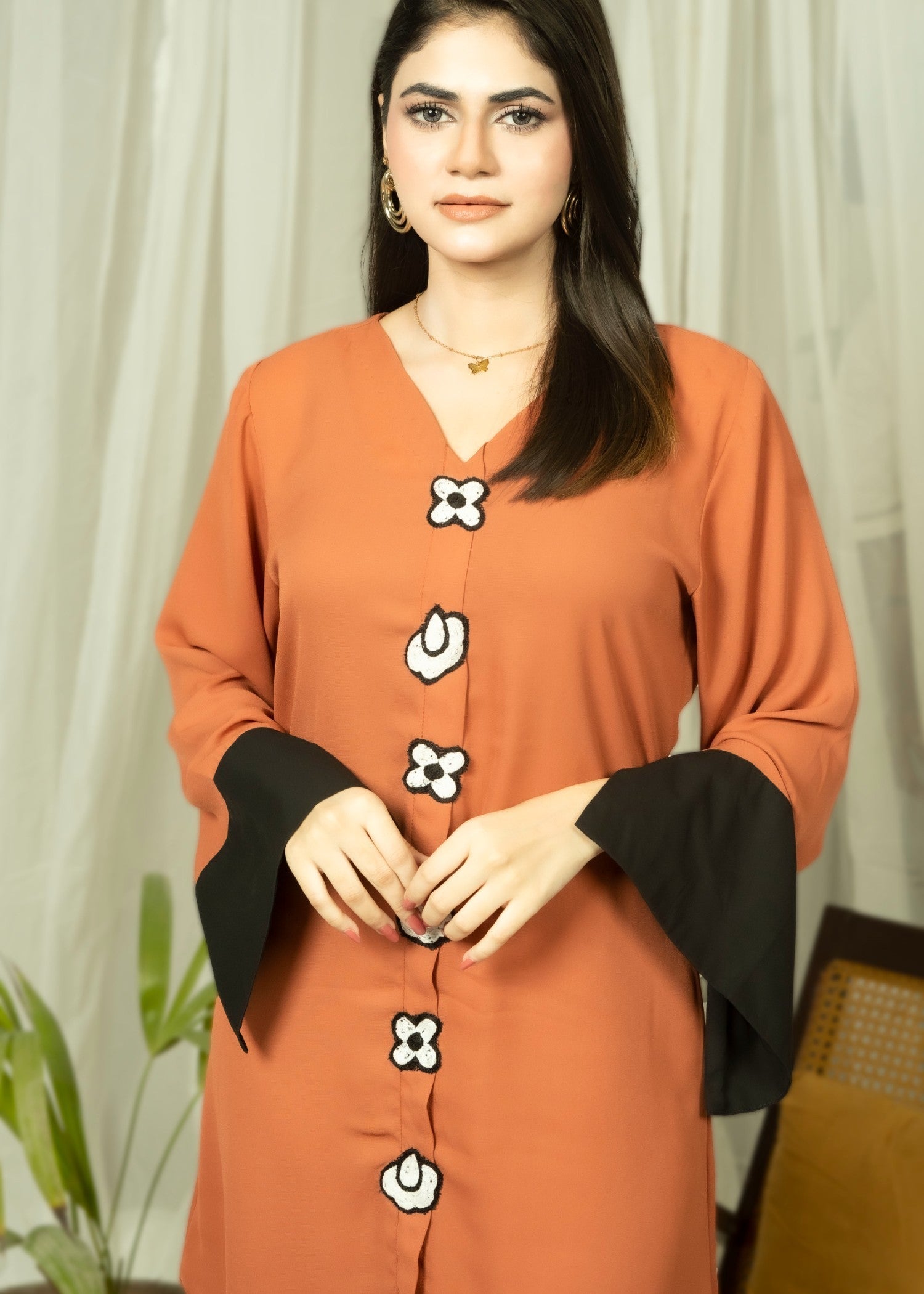 georgette Co ord Sets in Copper orange