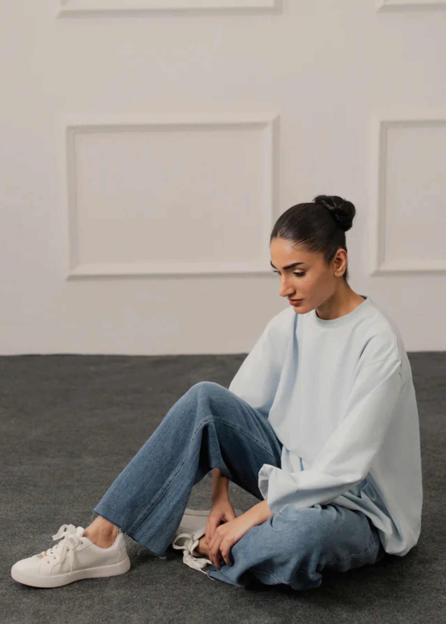 cotton Sweatshirt in Sky blue