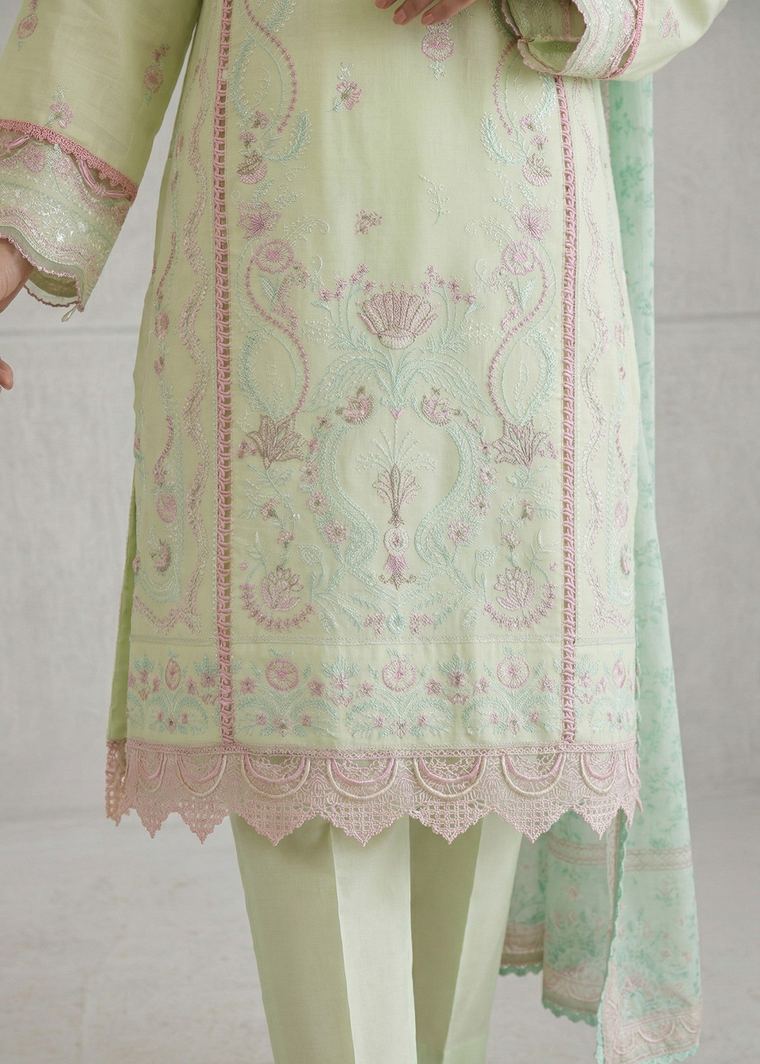 lawn Unstitched in Tea green