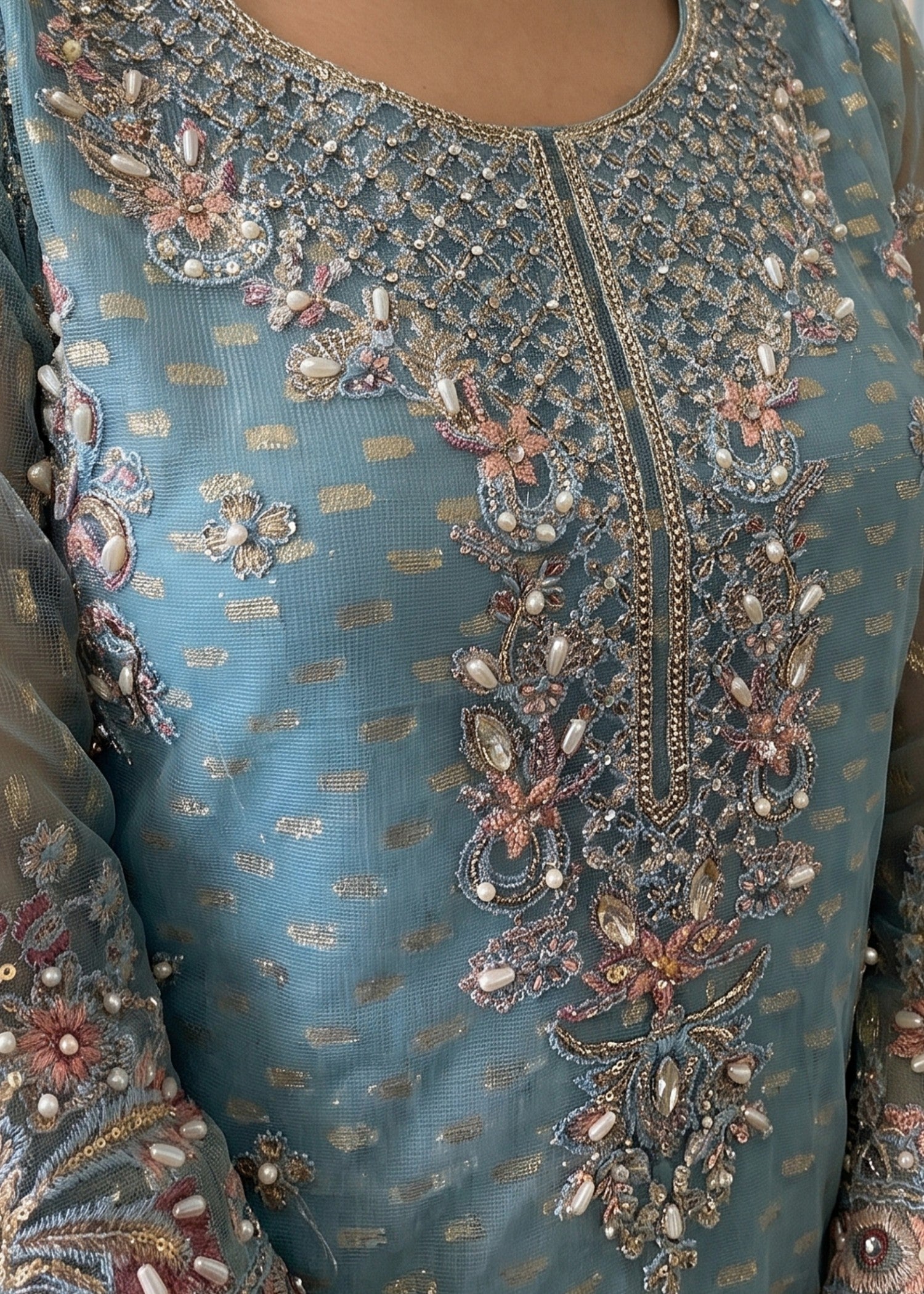 net Sharara in Ice blue